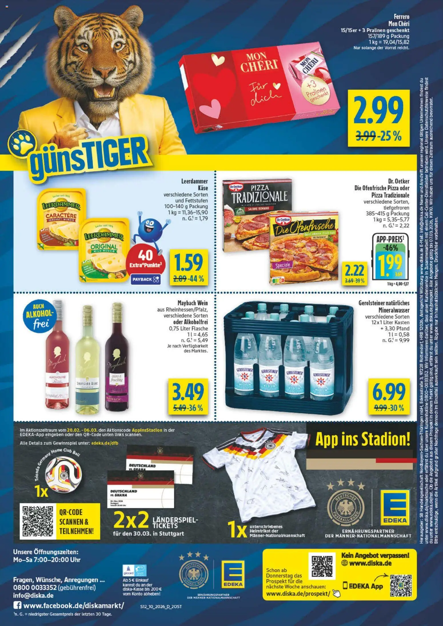 Diska Prospekt 	 – gültig ab 02.03.2026 | Seite: 12 | Produkte: Leerdammer, Pizza, Wein, Gerolsteiner