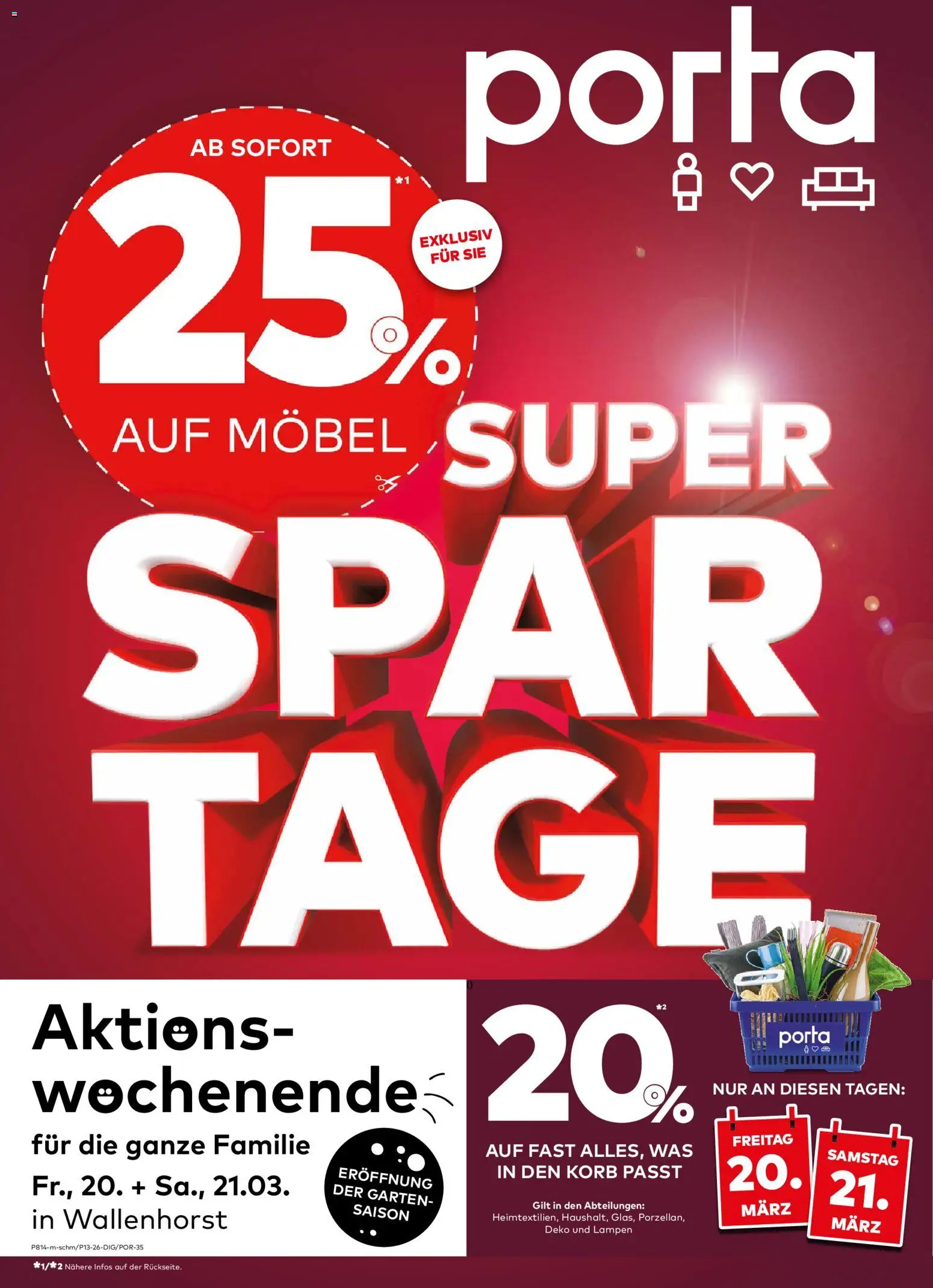 Porta! Prospekt Super Spar Tage – gültig ab 16.03.2026 | Seite: 1 | Produkte: Korb