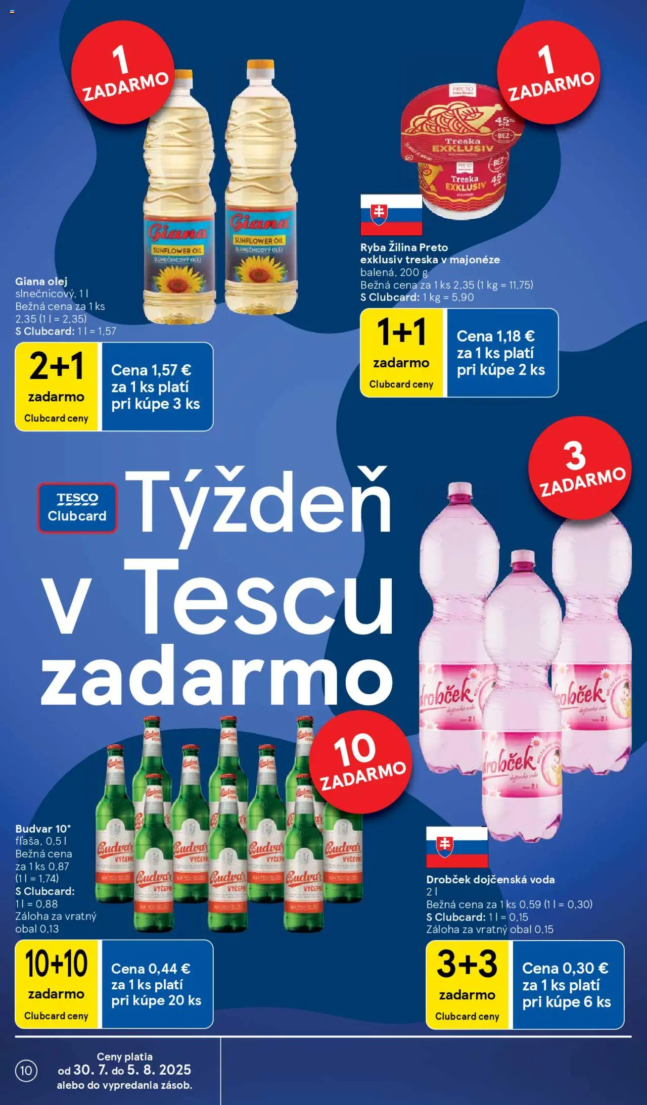 Tesco Hypermarket - leták │ platný od 30.07.2025 | Strana: 10 | Produkty: Olej, Ryba, Voda, Treska
