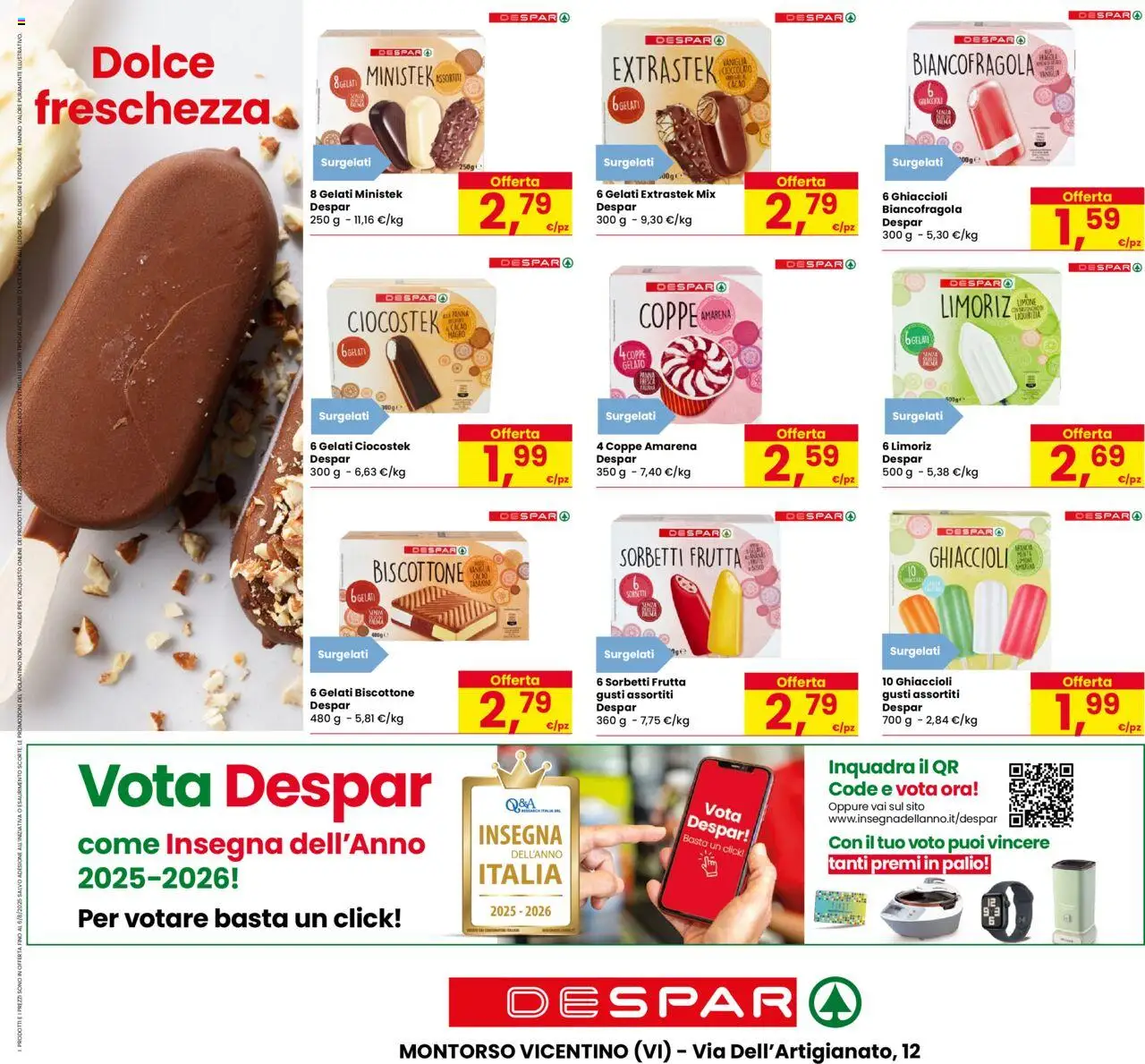 Volantino Despar del 07.08.2025 | Pagina: 24 | Prodotti: Ghiaccioli, Gelato, Frutta, Cacao