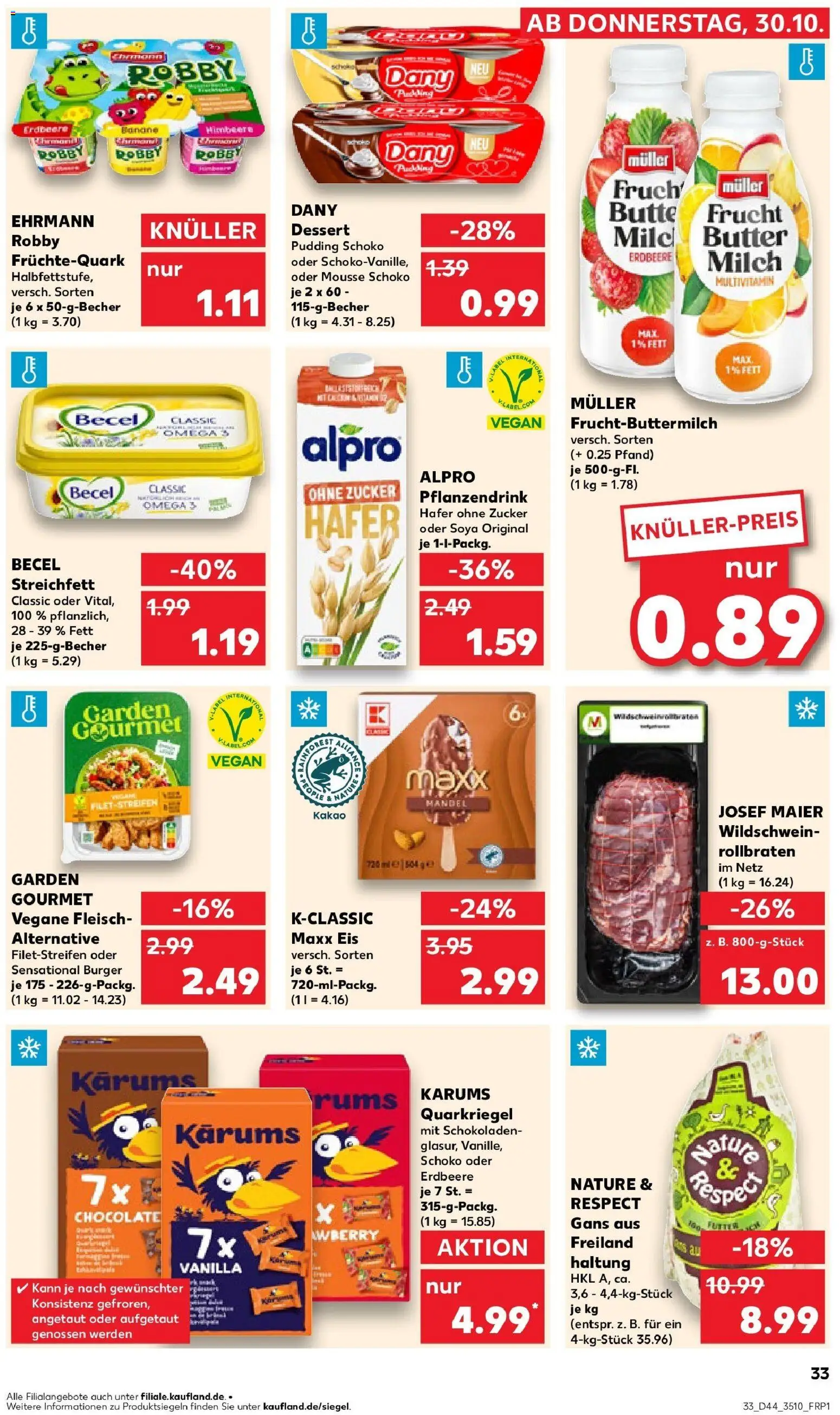 Kaufland prospekt Rodewisch	 – gültig ab 30.10.2025 | Seite: 33 | Produkte: Milch, Becel, Alpro, Zucker