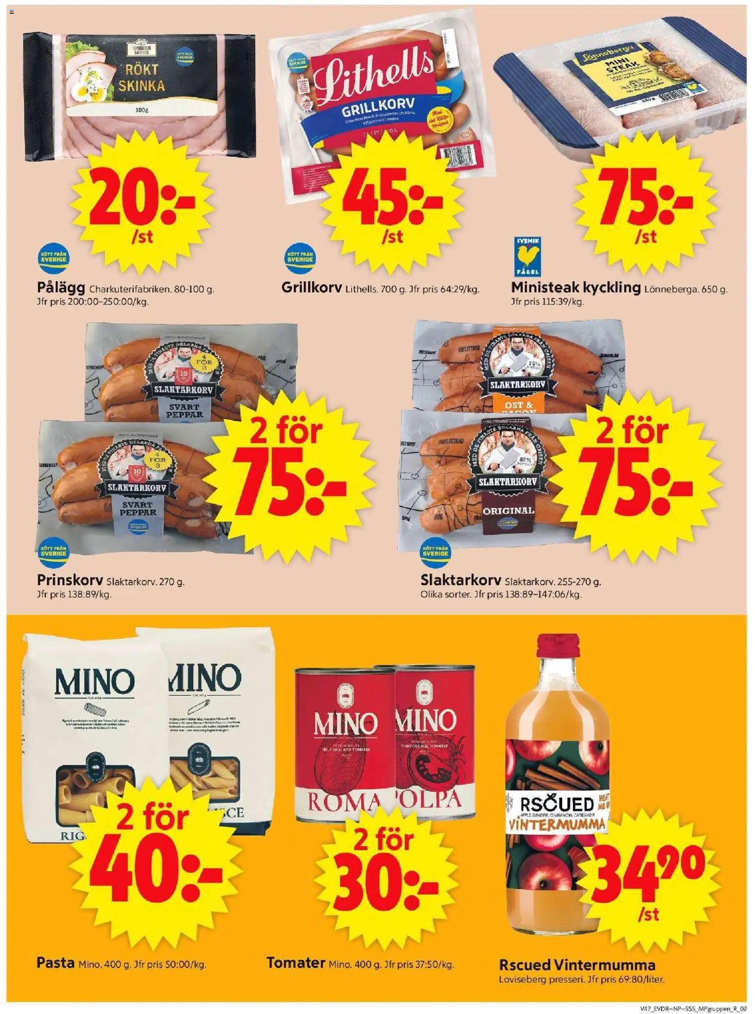 ICA Supermarket reklamblad aktuell från 17.11.2025 | Sida: 11 | Produkter: Grillkorv, Peppar, Ost, Skinka