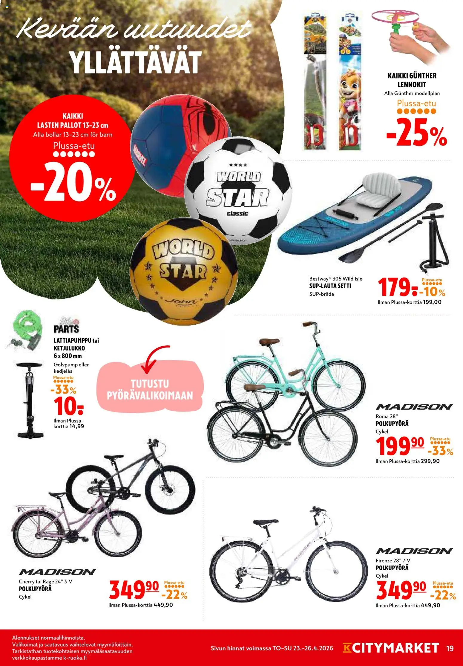 K-Citymarket tarjoukset – voimassa 23.04.2026 alkaen | Sivu: 19 | Tuotteet: Polkupyörä