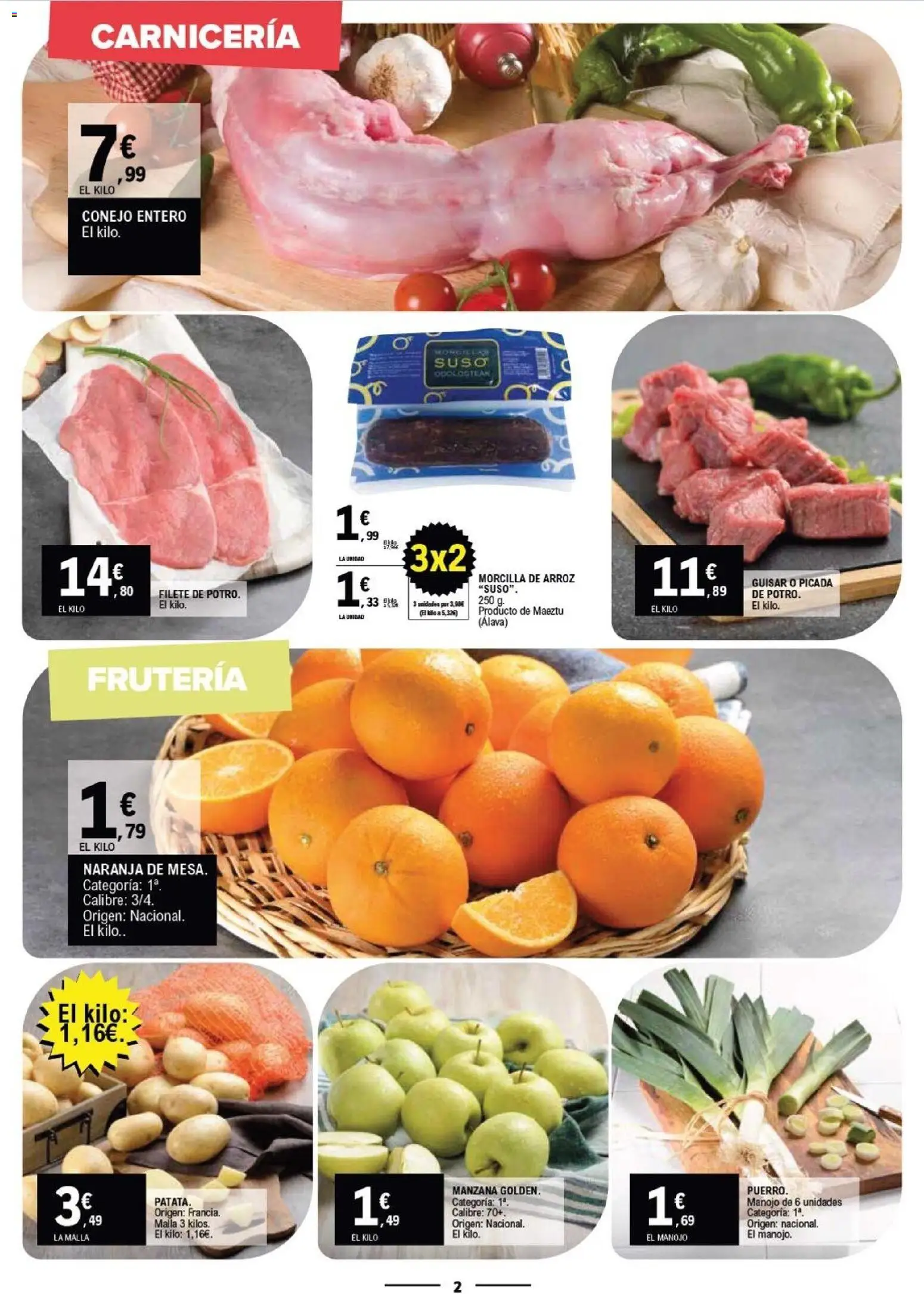 E.Leclerc Mas Barato │ válido desde el 15.04.2026 | Página: 2 | Productos: Arroz, Manzana, Filete