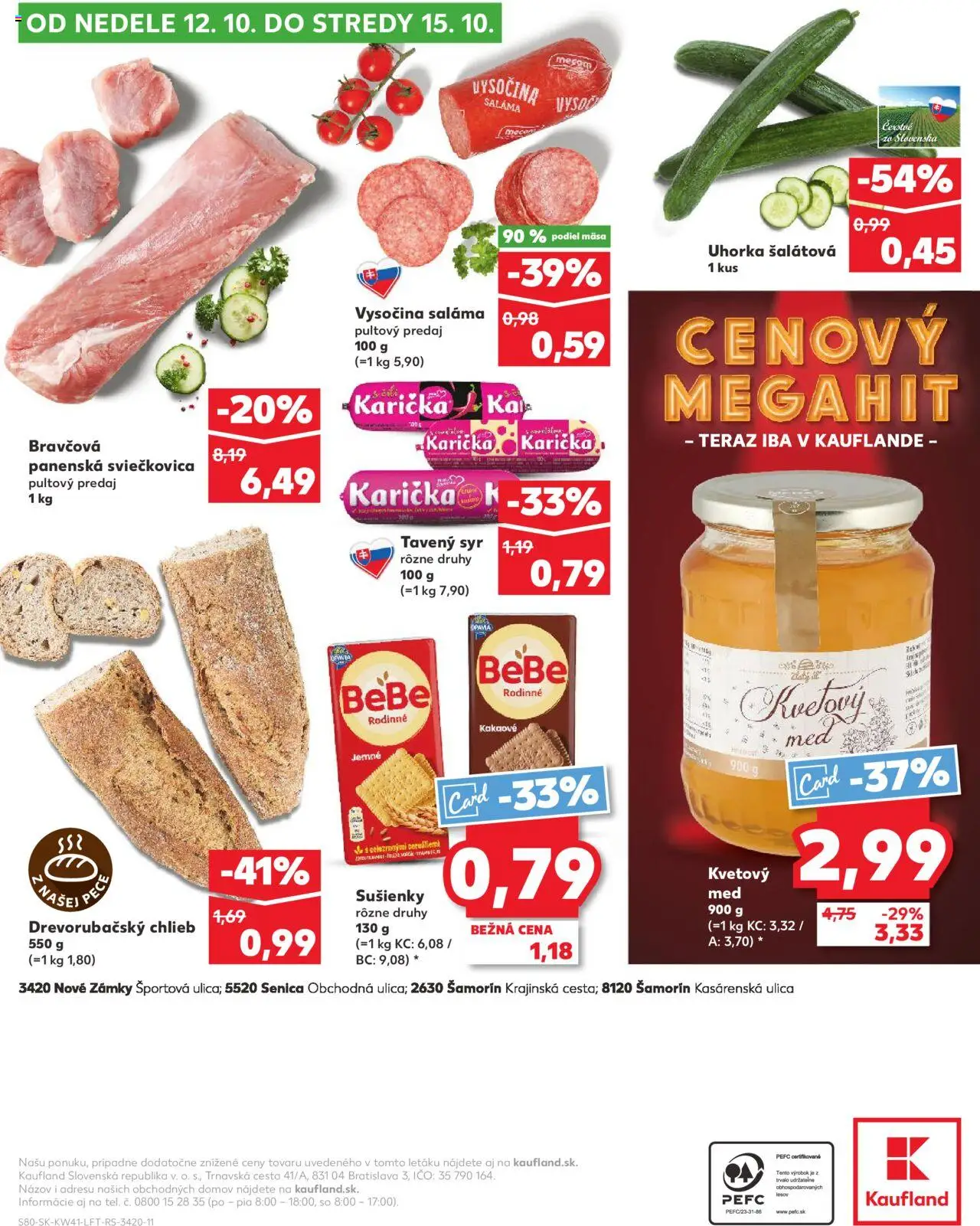Nové Kaufland akcie – leták je platný od 09.10.2025 | Strana: 80 | Produkty: Syr, Chlieb, Saláma, Med