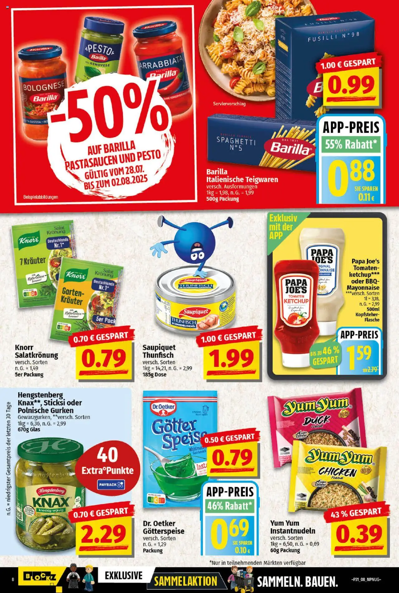 nah & gut Prospekt 	 - gültig ab dem 28.07.2025 | Seite: 8 | Produkte: Barilla, Sonnenblumenol, Knorr, Gurken