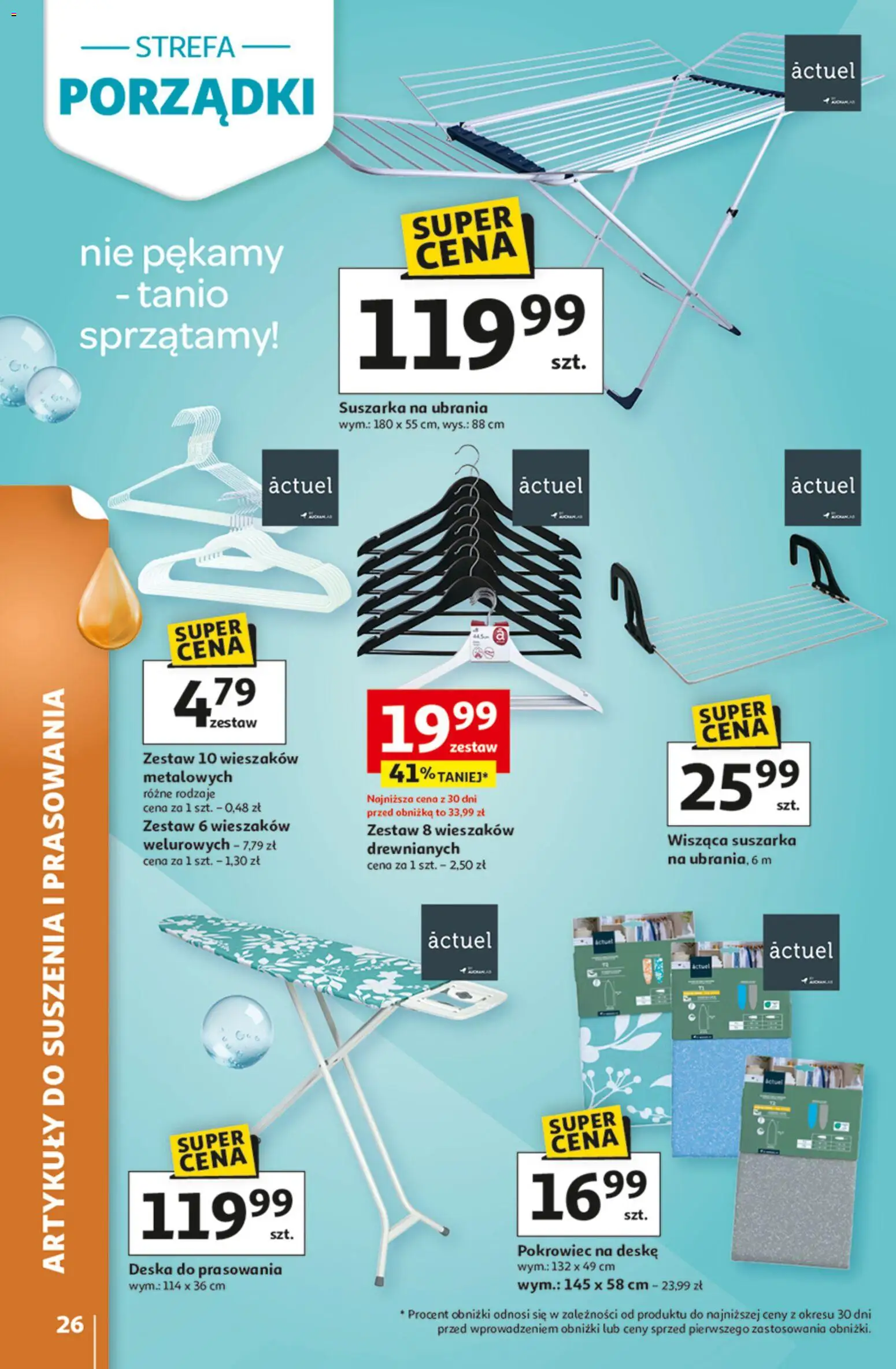 Auchan gazetka - Strefa Porządki Hipermarket od 18.03.2026 | Strona: 26 | Produkty: Ubrania, Suszarka, Deska do prasowania