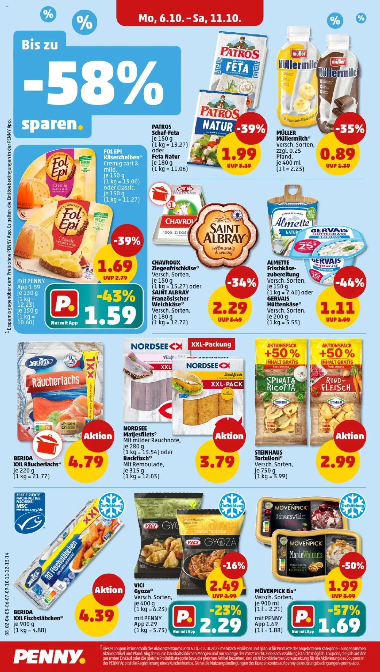 Penny - Saarland – gültig ab 06.10.2025 | Seite: 10 | Produkte: Patros, Movenpick eis, Fischstabchen, Hüttenkäse