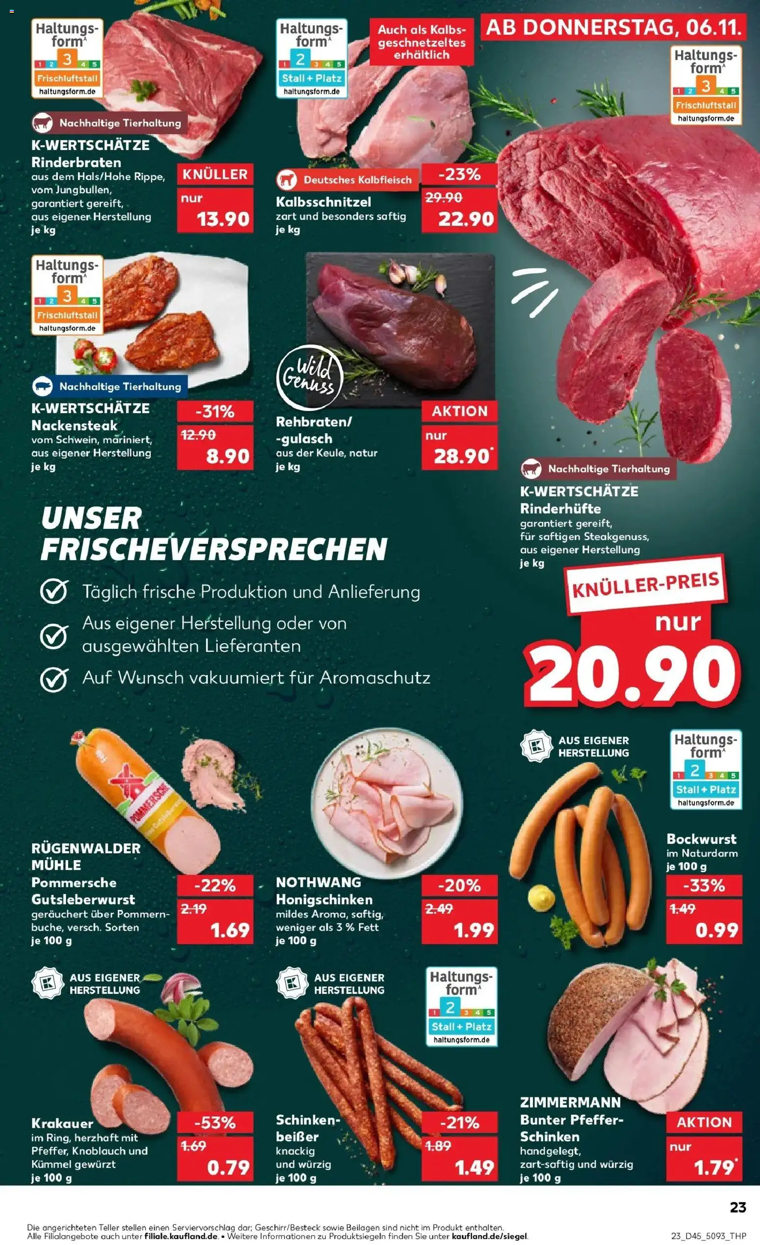 Kaufland prospekt Hermeskeil	 – gültig ab 06.11.2025 | Seite: 23 | Produkte: Rinderbraten, Mühle, Gulasch, Knoblauch
