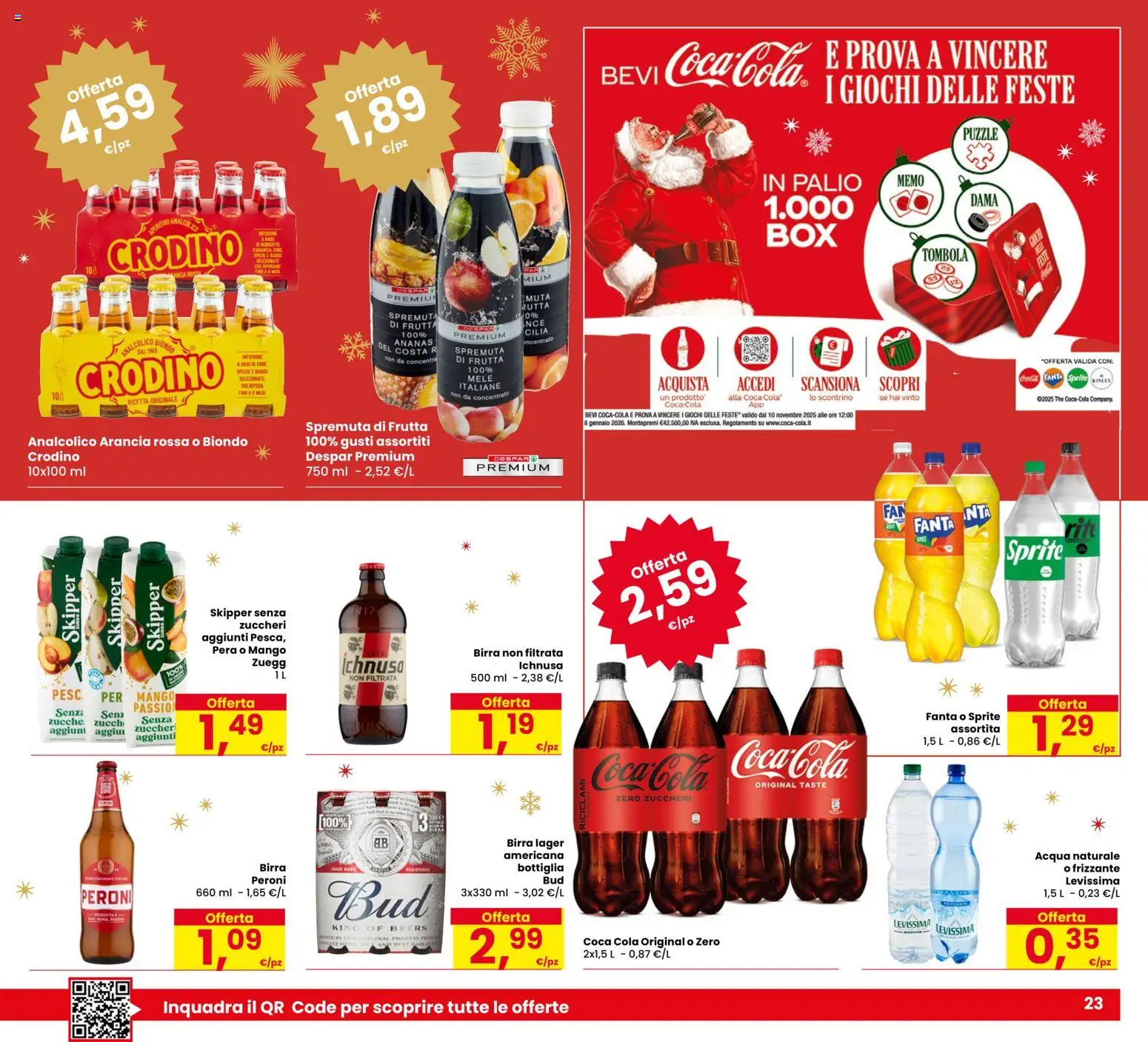 Volantino Despar del 18.12.2025 | Pagina: 23 | Prodotti: The, Fanta, Arancia, Coca Cola