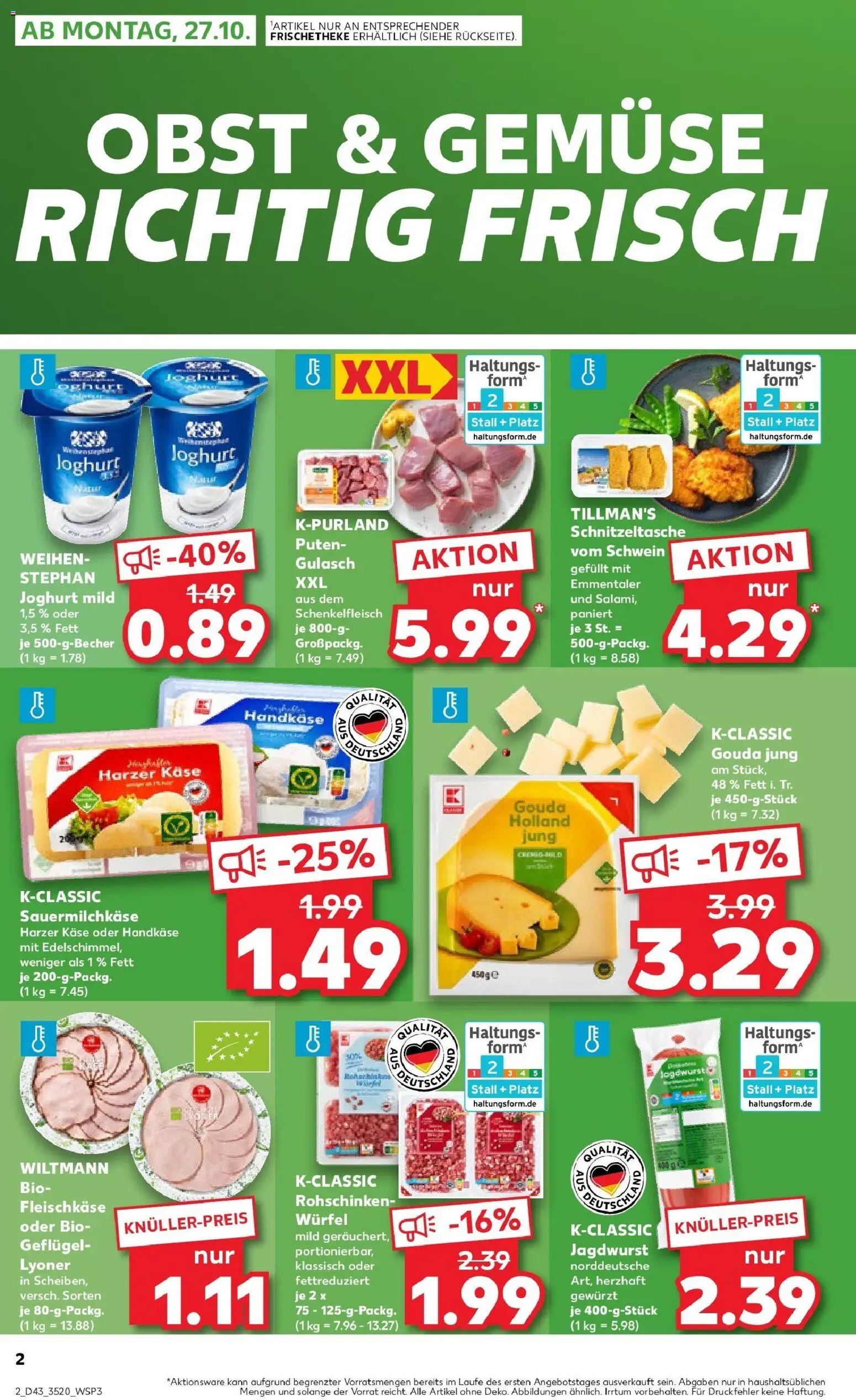 Kaufland prospekt Annaberg-Buchholz	 – gültig ab 27.10.2025 | Seite: 2 | Produkte: Käse, Gouda, Obst, Gulasch