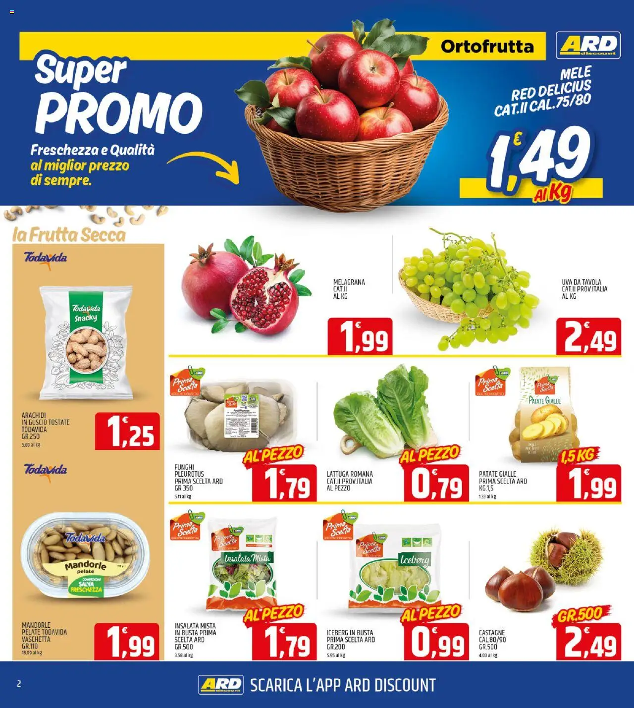 Volantino ARD Discount del 13.10.2025 | Pagina: 2 | Prodotti: Mandorle, Funghi, Arachidi, Lattuga