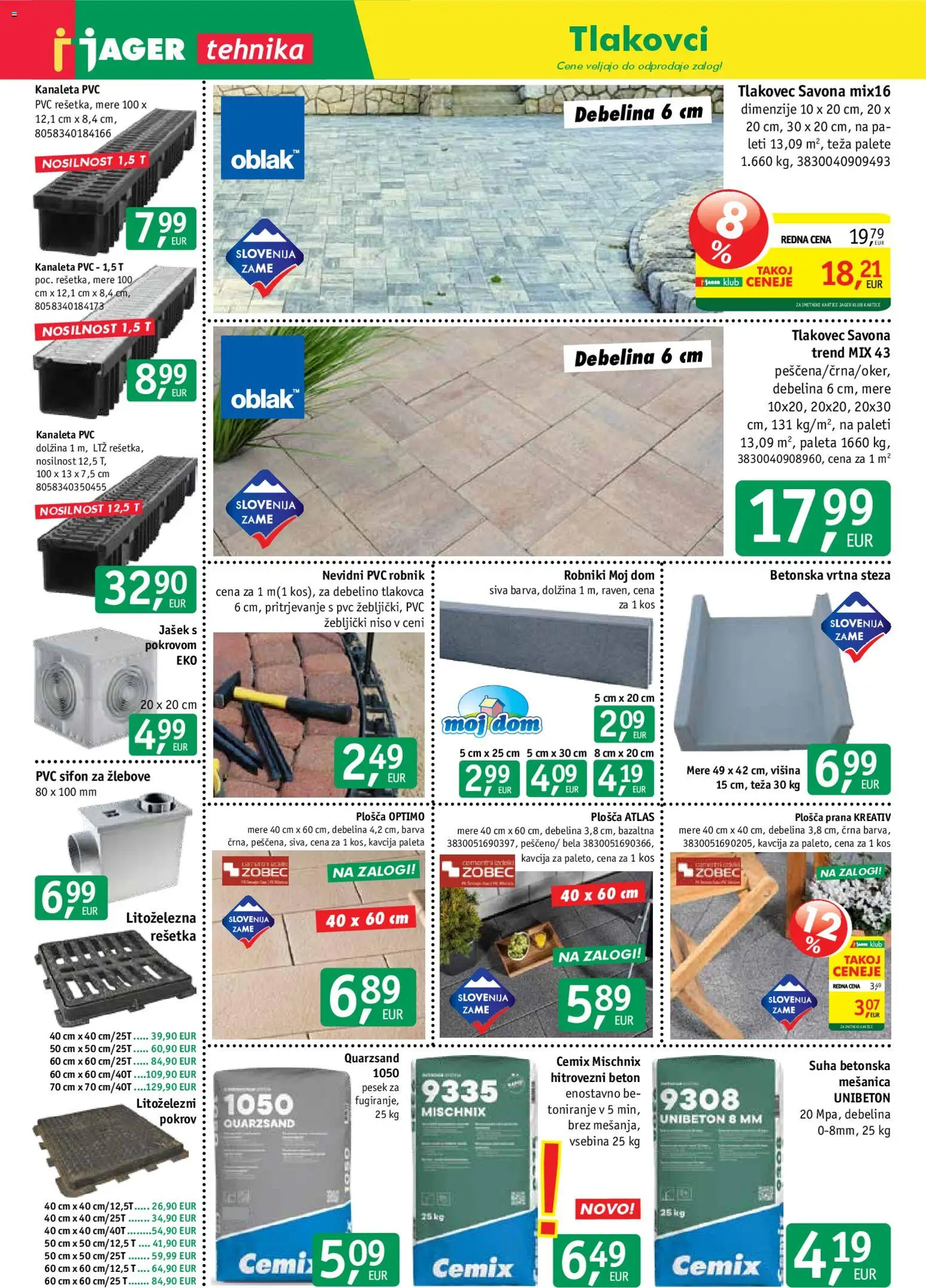 Novi Jager katalog ponudbe – veljaven od 15.04.2026 | Stran: 6 | Izdelki: Teza, Kos, Barva, Tlakovec