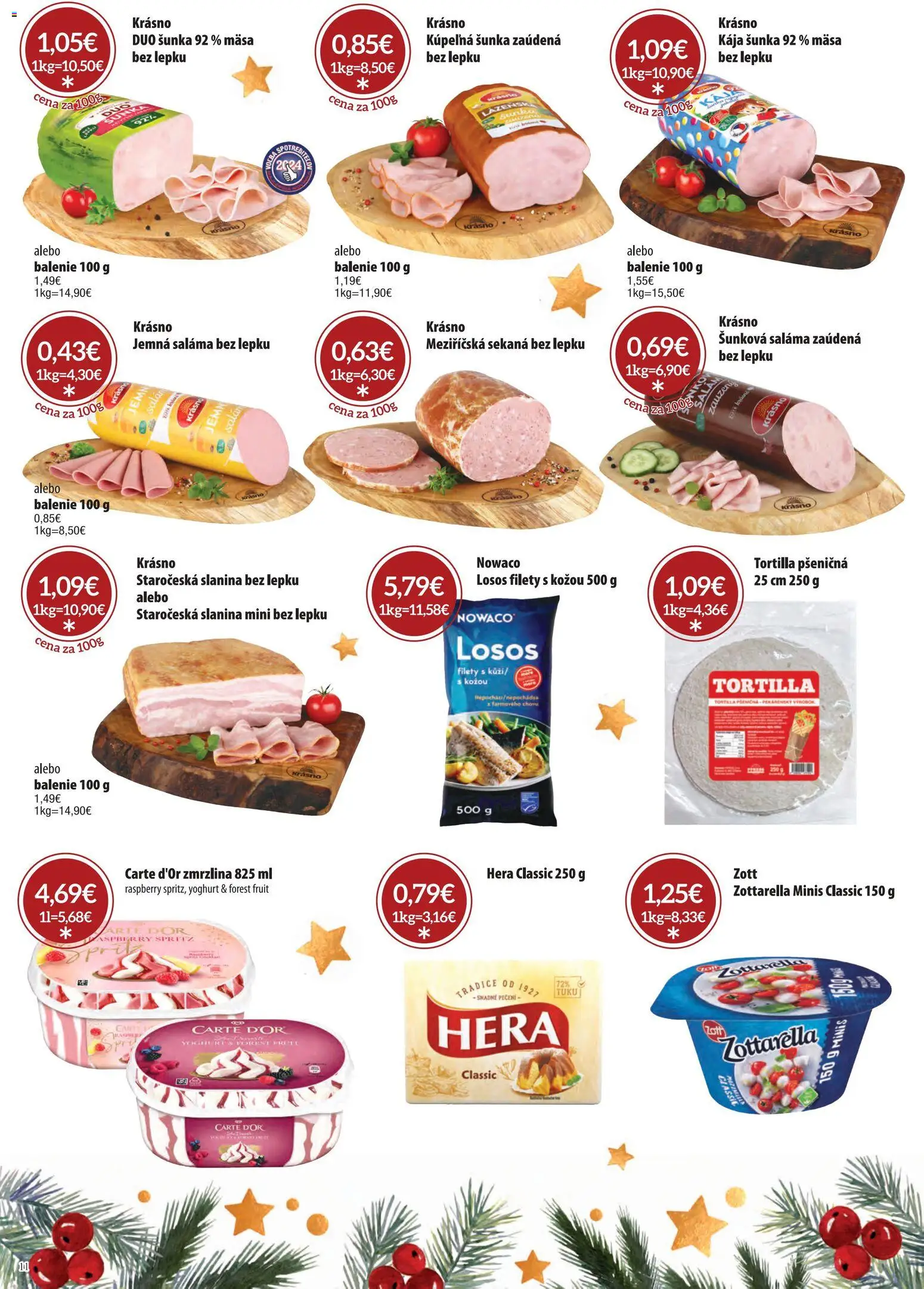 Nové CBA Komfos akcie – leták je platný od 15.12.2025 | Strana: 11 | Produkty: Kúpelňa, Tortilla, Zmrzlina, Hera