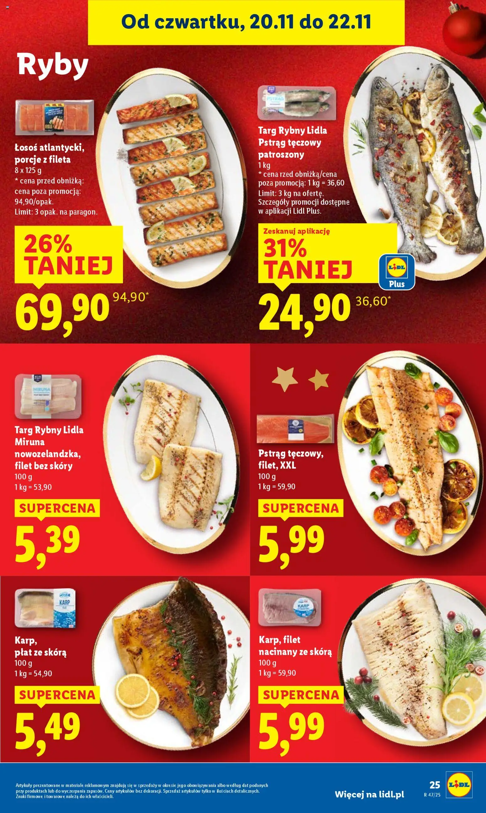 Lidl Gazetka od 20.11.2025 | Strona: 27 | Produkty: Pstrąg tęczowy, Karp, Pstrąg, Ryby