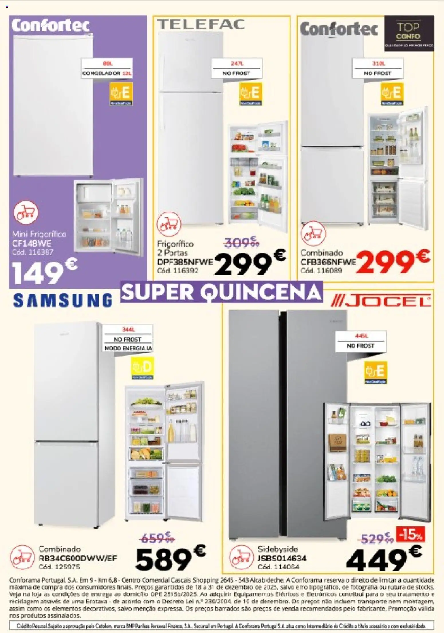 Conforama folheto │ válido de 18.12.2025 | Página: 16 | Produtos: Frigorífico, Congelador, Portas