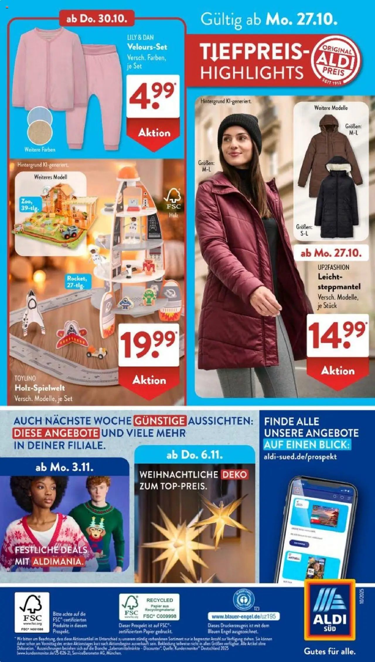 Aldi Süd Prospekt 	 – gültig ab 27.10.2025 | Seite: 18 | Produkte: Steppmantel, Up2fashion, Bekleidung