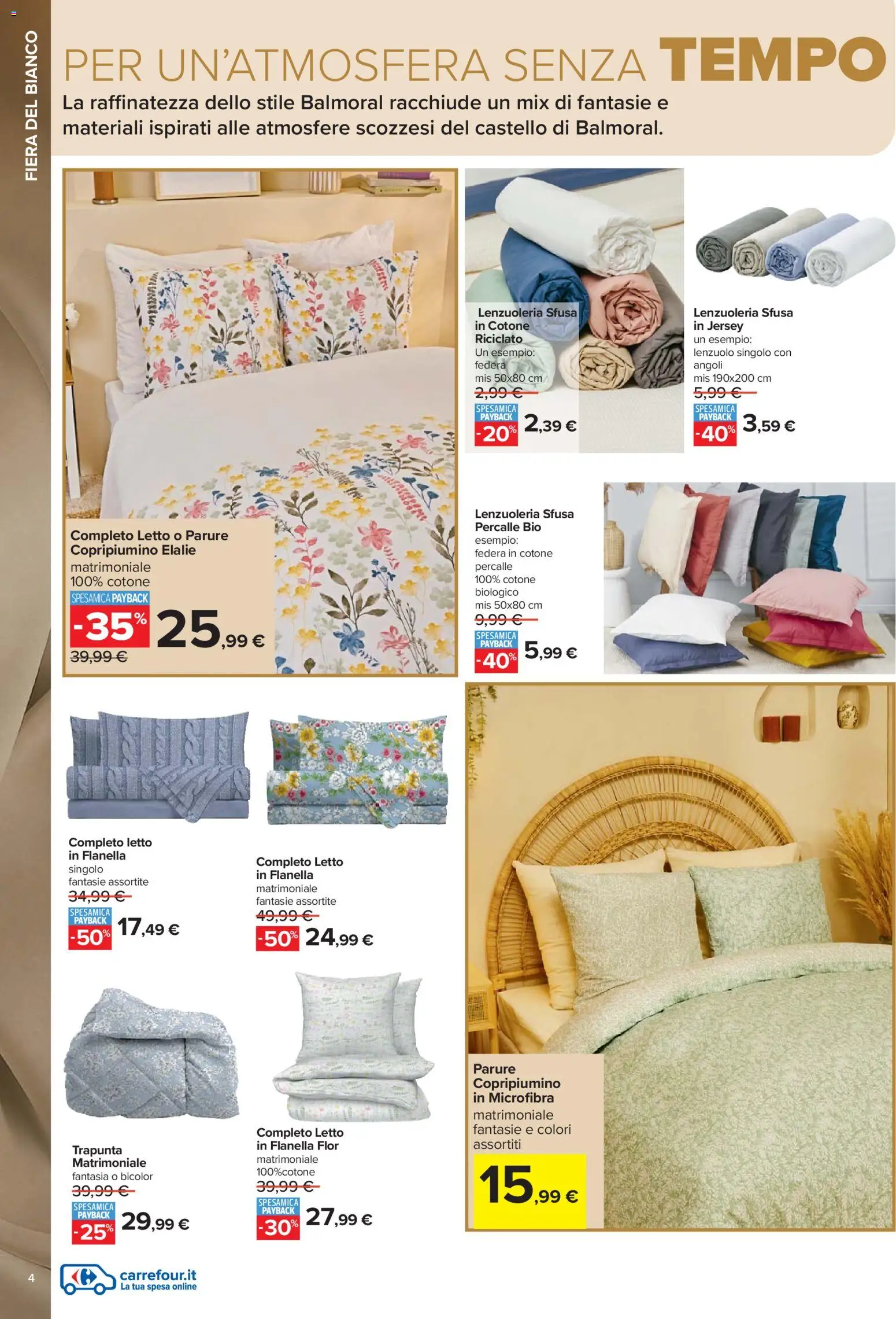 Volantino Carrefour del 27.12.2025 | Pagina: 4 | Prodotti: Copripiumino, Trapunta, Letto, Federa