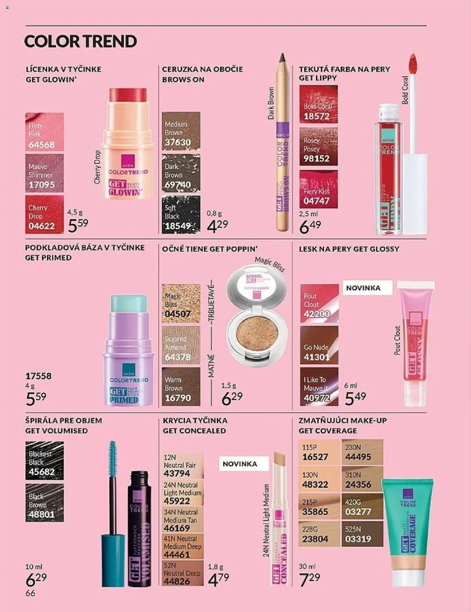 Nové Avon akcie – leták je platný od 01.04.2026 | Strana: 66 | Produkty: Lícenka, Očné tiene, Lesk na pery, Ceruzka