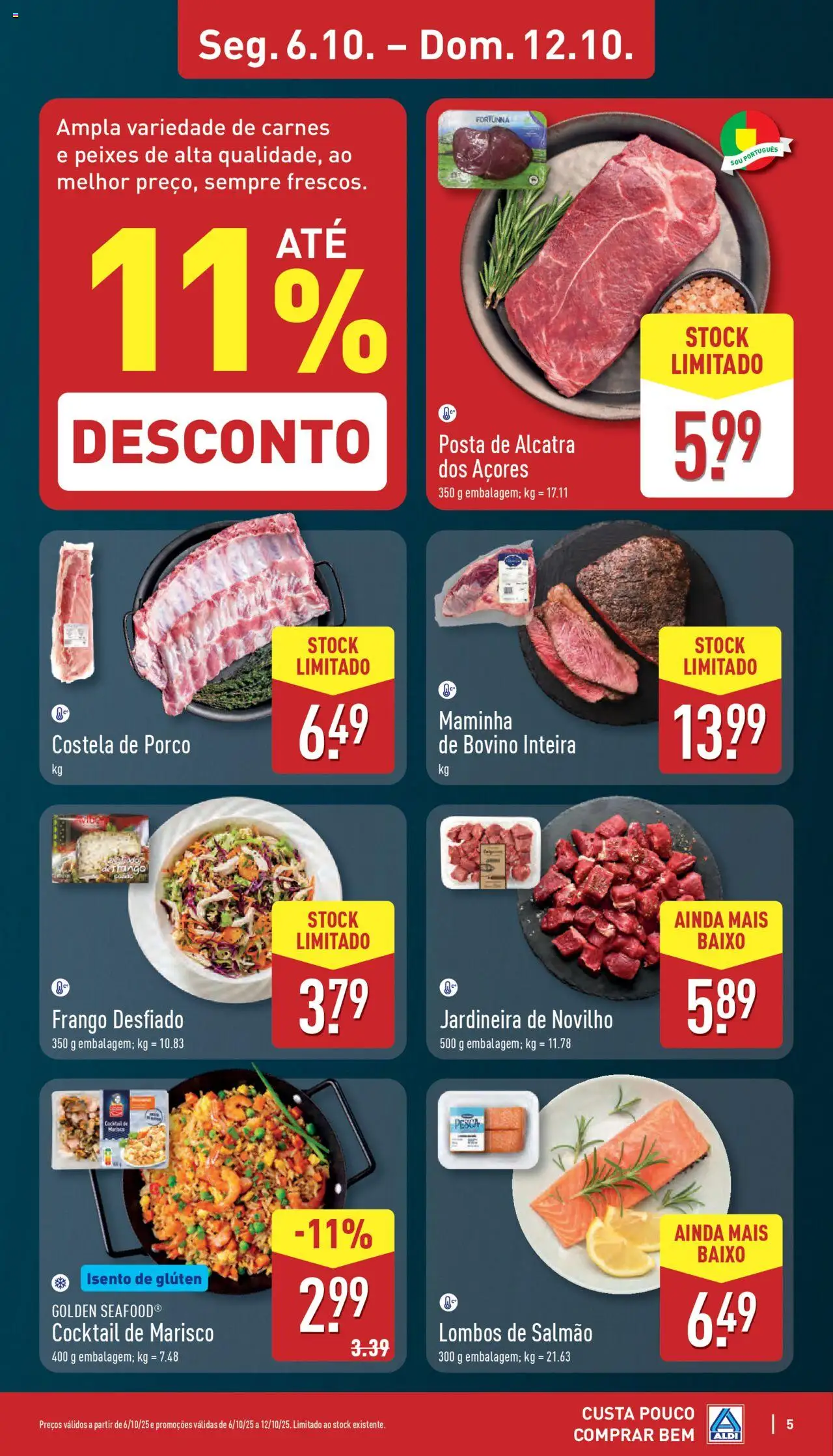 Aldi folheto │ válido de 06.10.2025 | Página: 5 | Produtos: Frango, Salmão