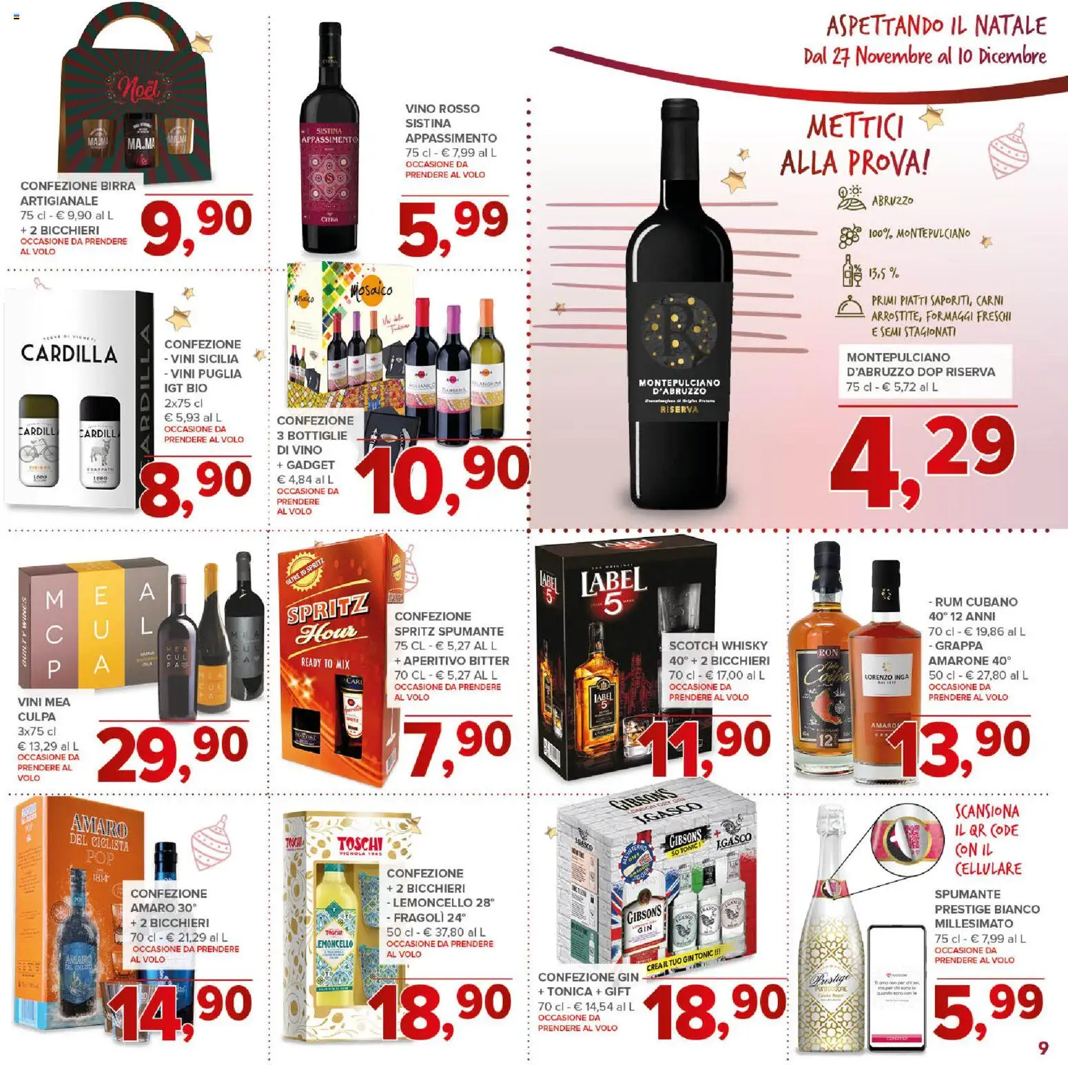 Volantino Todis del 27.11.2025 | Pagina: 9 | Prodotti: Gin, Whisky, Vino rosso, Amaro