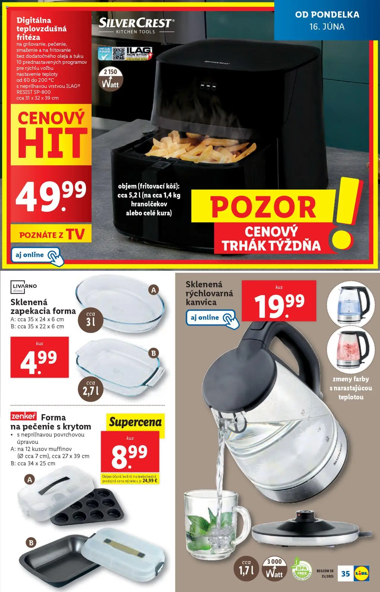 Lidl leták │ platný od 16.06.2025 | Strana: 47 | Produkty: Tv, Fritéza, Teplovzdušná frítéza, Rýchlovarná kanvica