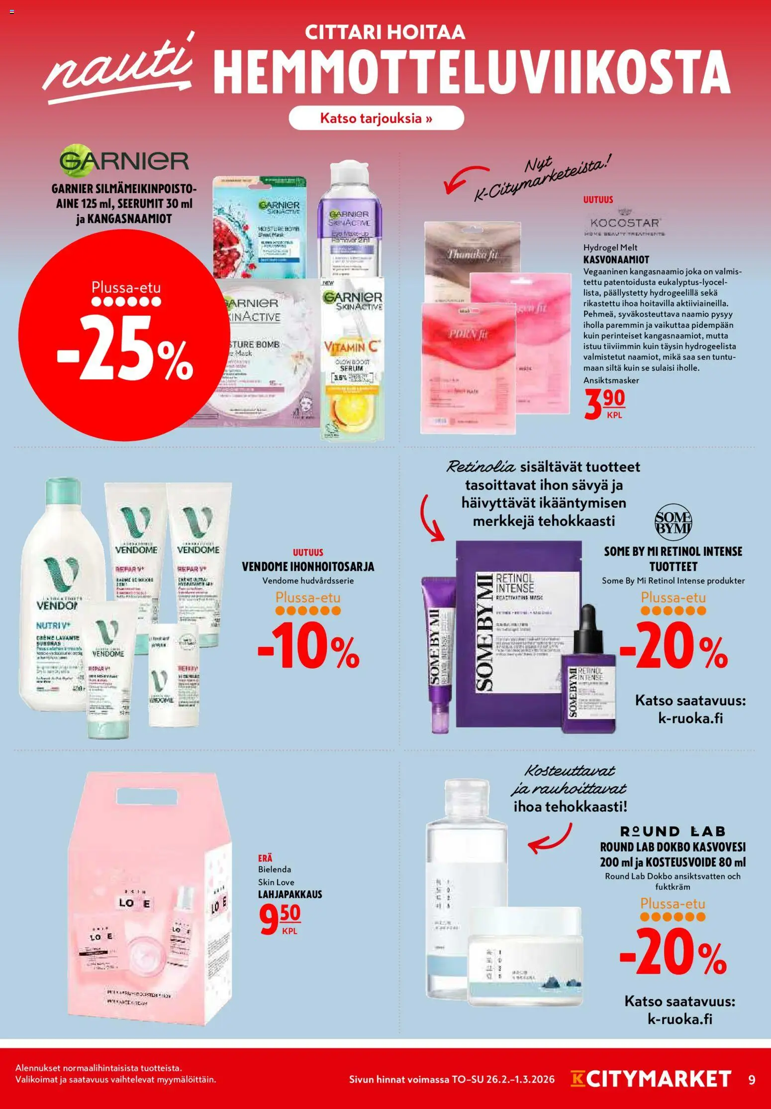 K-Citymarket tarjoukset – voimassa 26.02.2026 alkaen | Sivu: 9 | Tuotteet: Naamio