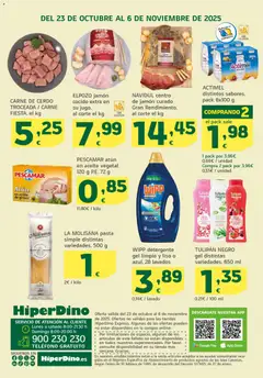 Vista previa HiperDino folleto válido desde el 23.10.2025 | Página: 36 | Productos: Detergente, Jamón, Cerdo, Pasta