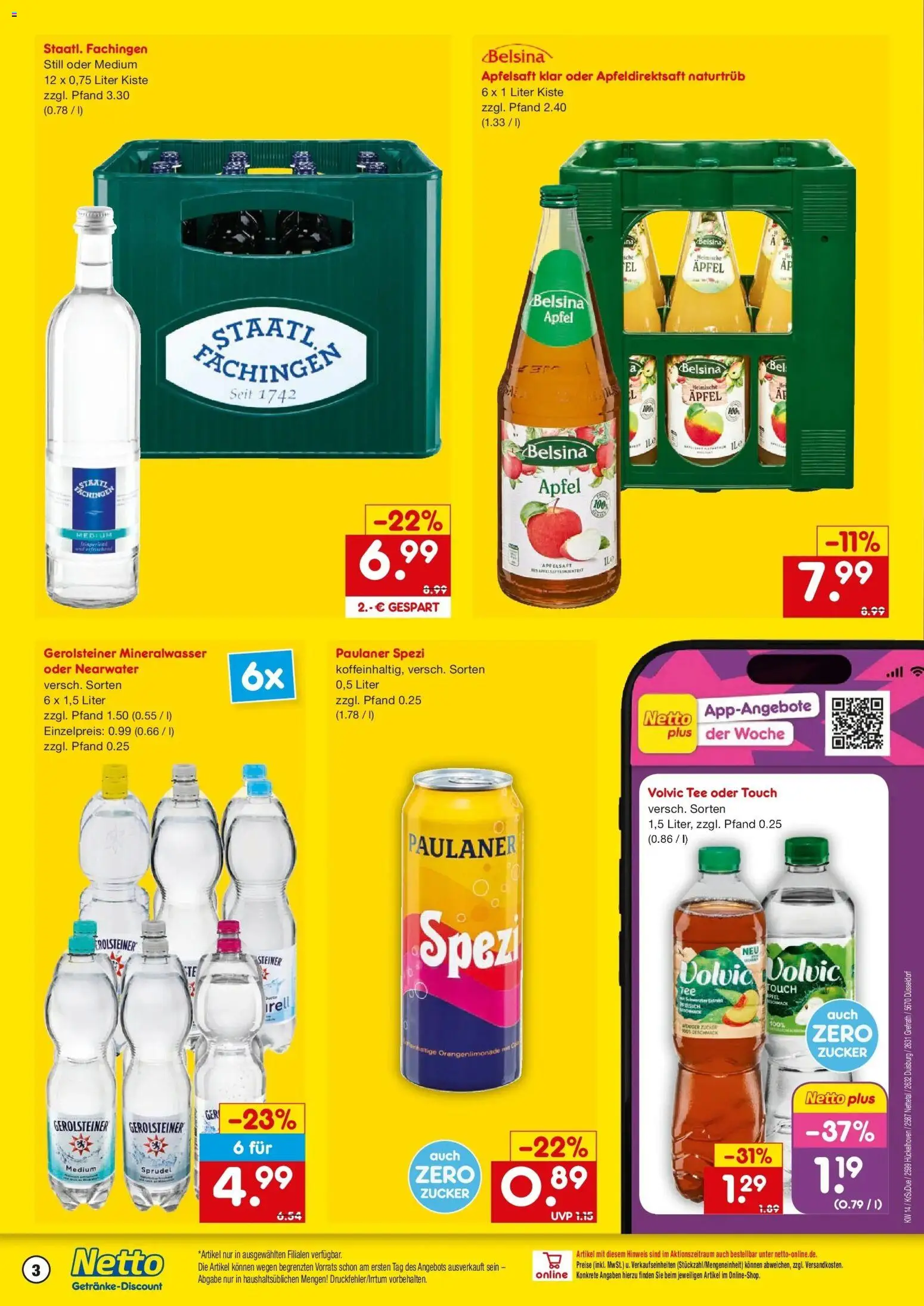 Netto Marken-Discount Prospekt Hückelhoven-Baal	 – gültig ab 30.03.2026 | Seite: 3 | Produkte: Paulaner spezi, Volvic tee, Tee, Paulaner