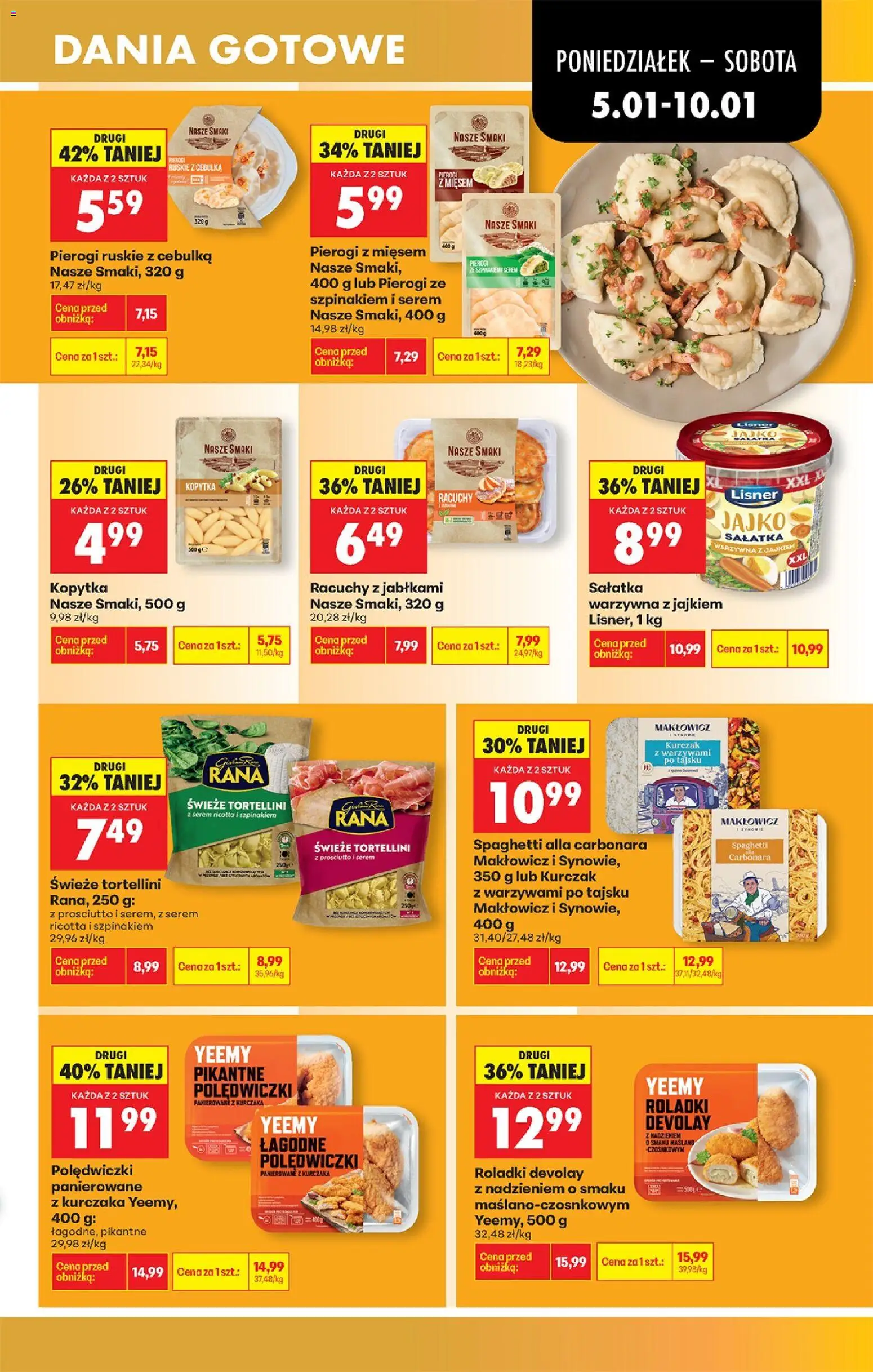 Biedronka gazetka od 05.01.2026 | Strona: 45 | Produkty: Carbonara, Pierogi, Tortellini, Dania gotowe