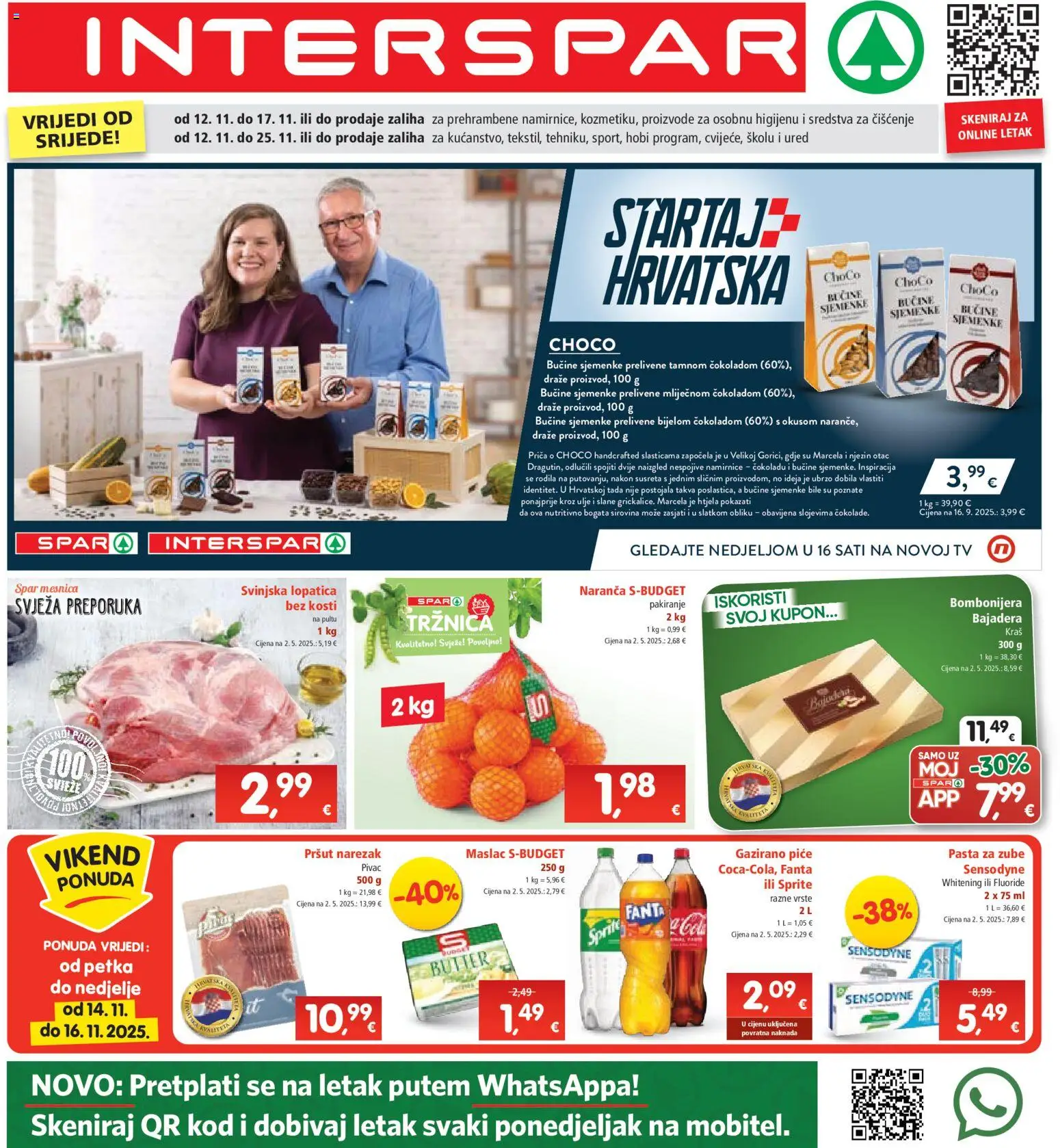 Interspar katalog | vrijedi od 12.11.2025 | Stranica: 1 | Proizvodi: Maslac, Ulje, Sredstva za čiščenje, Pasta za zube