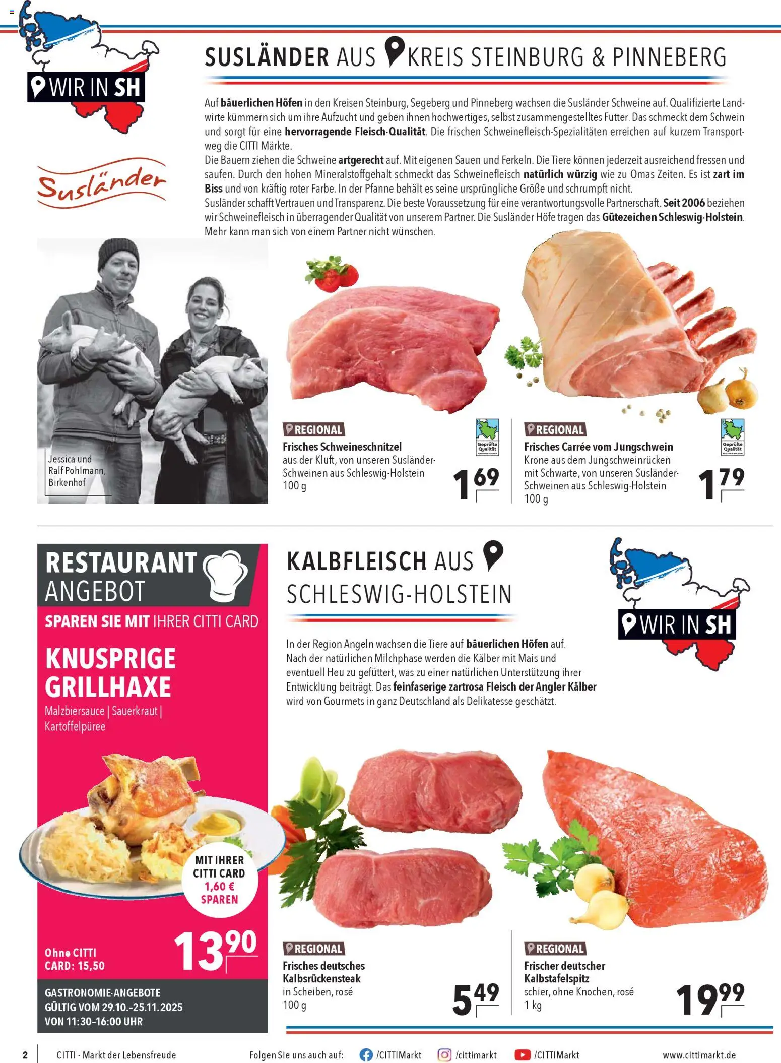 CITTI Markt Prospekt 	 – gültig ab 29.10.2025 | Seite: 2 | Produkte: Schweinefleisch, Fleisch, Uhr
