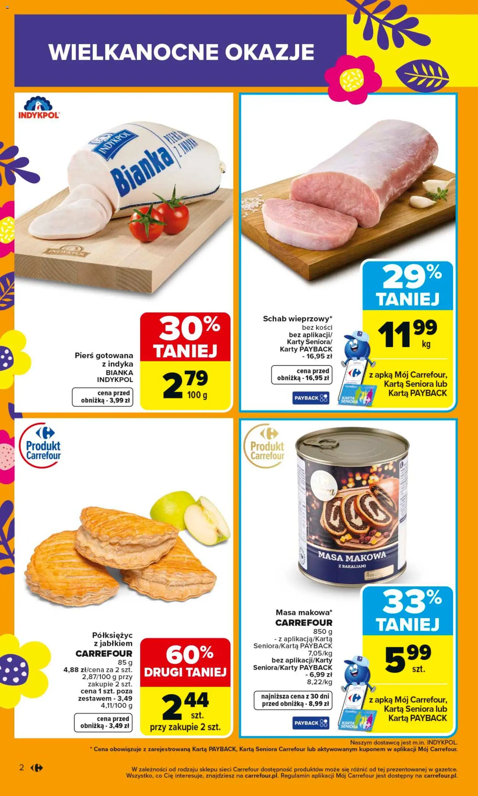Carrefour gazetka od 23.03.2026 | Strona: 8 | Produkty: Karta, Schab, Masa makowa