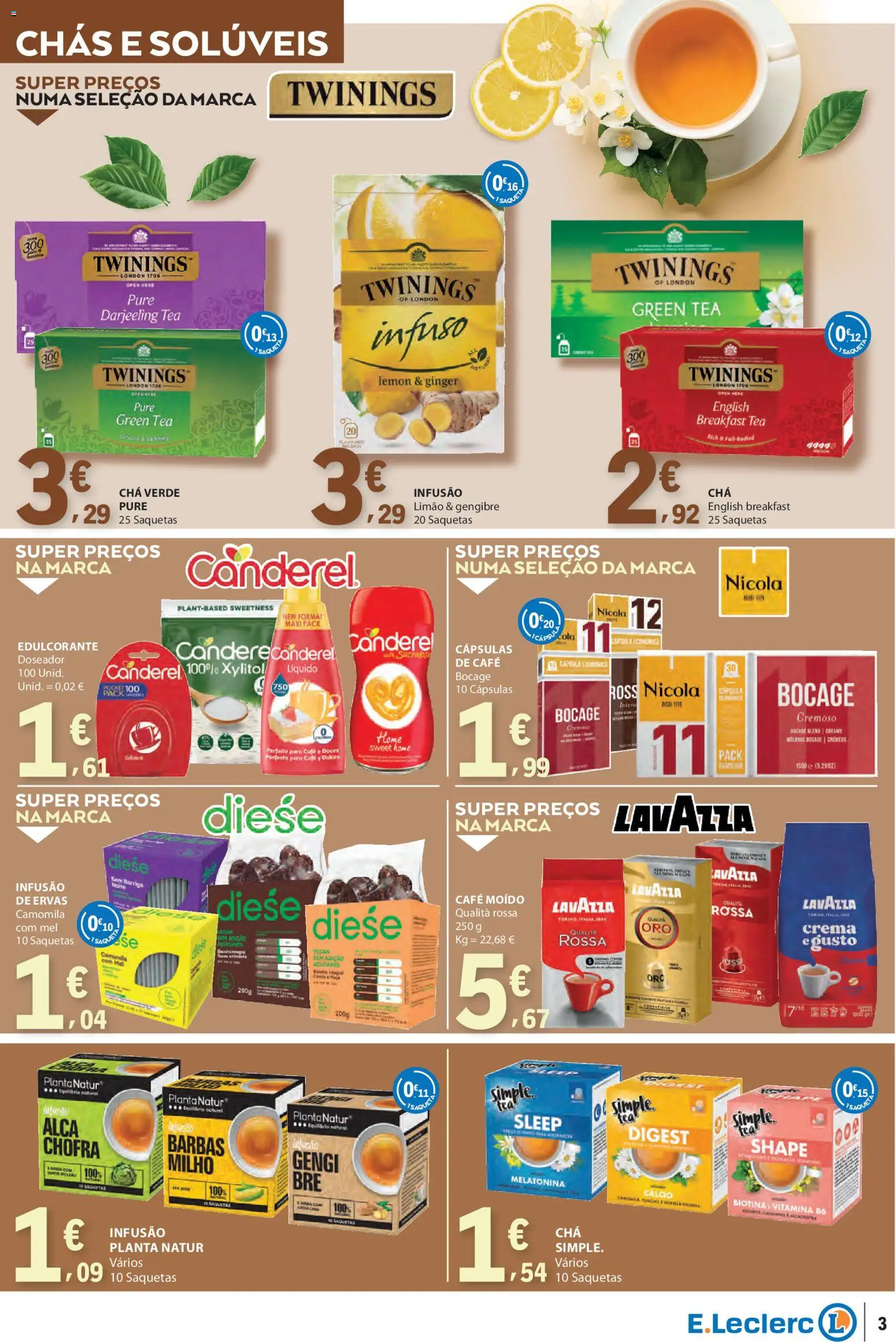 E.Leclerc - Folheto Especial Bebidas Quentes │ válido de 28.10.2025 | Página: 3 | Produtos: Cálcio, Café, Chá, Doces