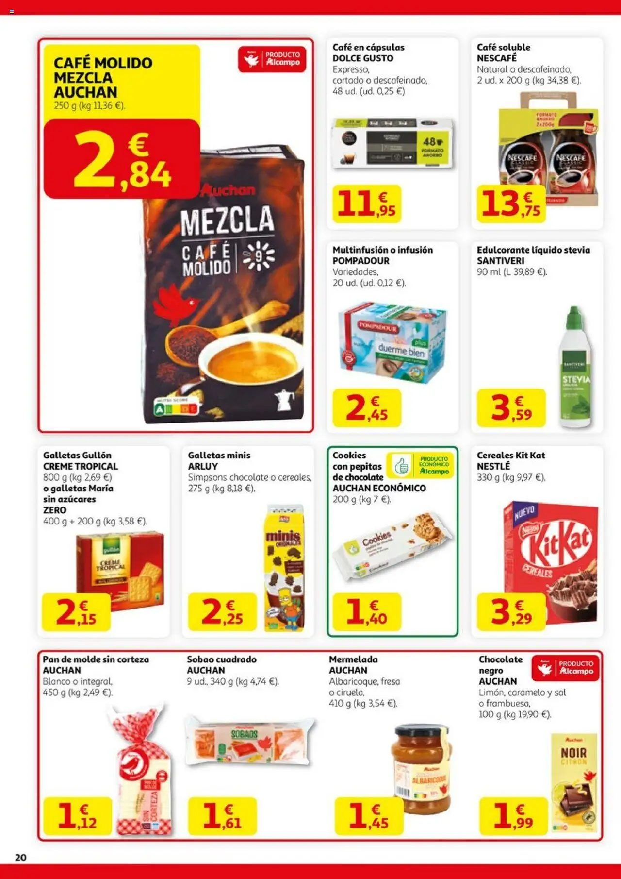 Alcampo - HG Nacional  │ válido desde el 11.09.2025 | Página: 20 | Productos: Chocolate, Café molido, Galletas, Μηχανή καφέ