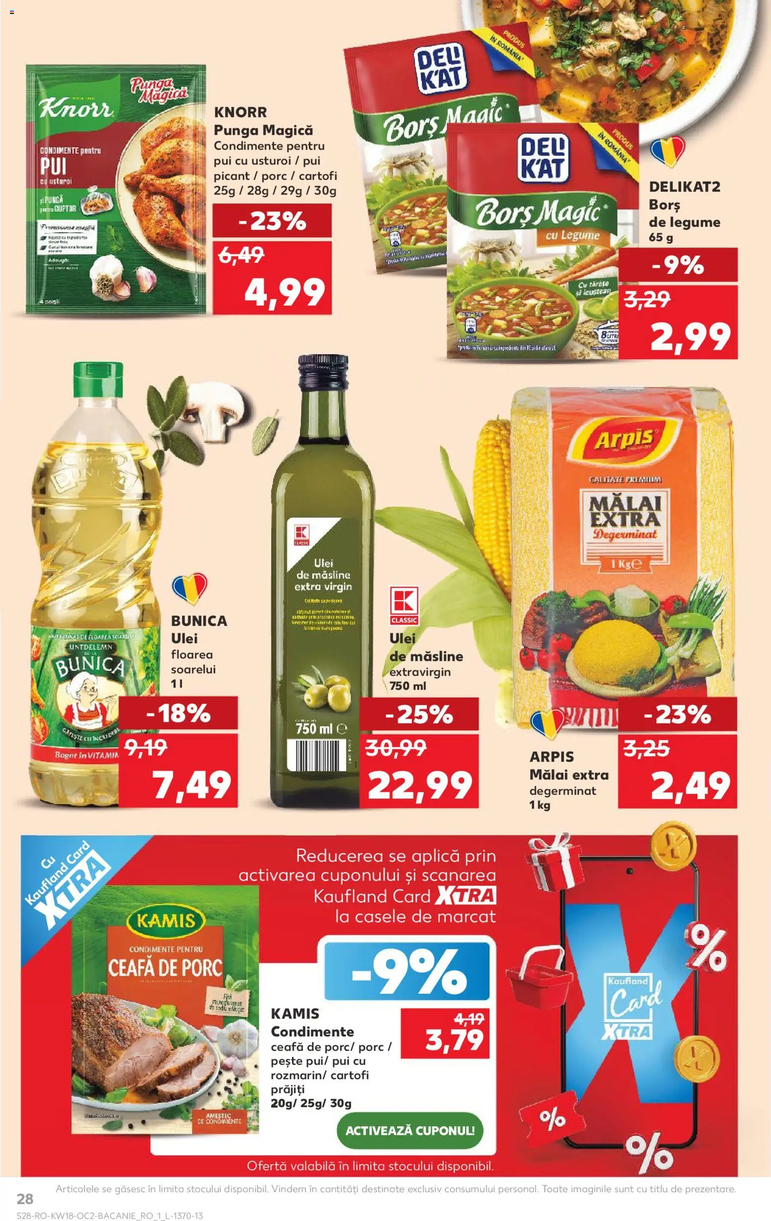 Noul catalog Kaufland – valabil de la 29.04.2026 | Pagină: 28 | Produse: Hacıyatmaz Kedi Oyuncağı, Ulei, Condimente, Legume