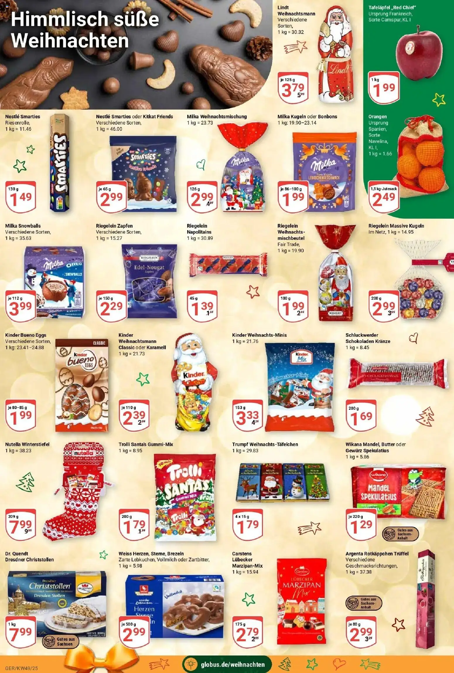 Globus prospekt Gera	 – gültig ab 01.12.2025 | Seite: 4 | Produkte: Butter, Smarties, Orangen, Milka
