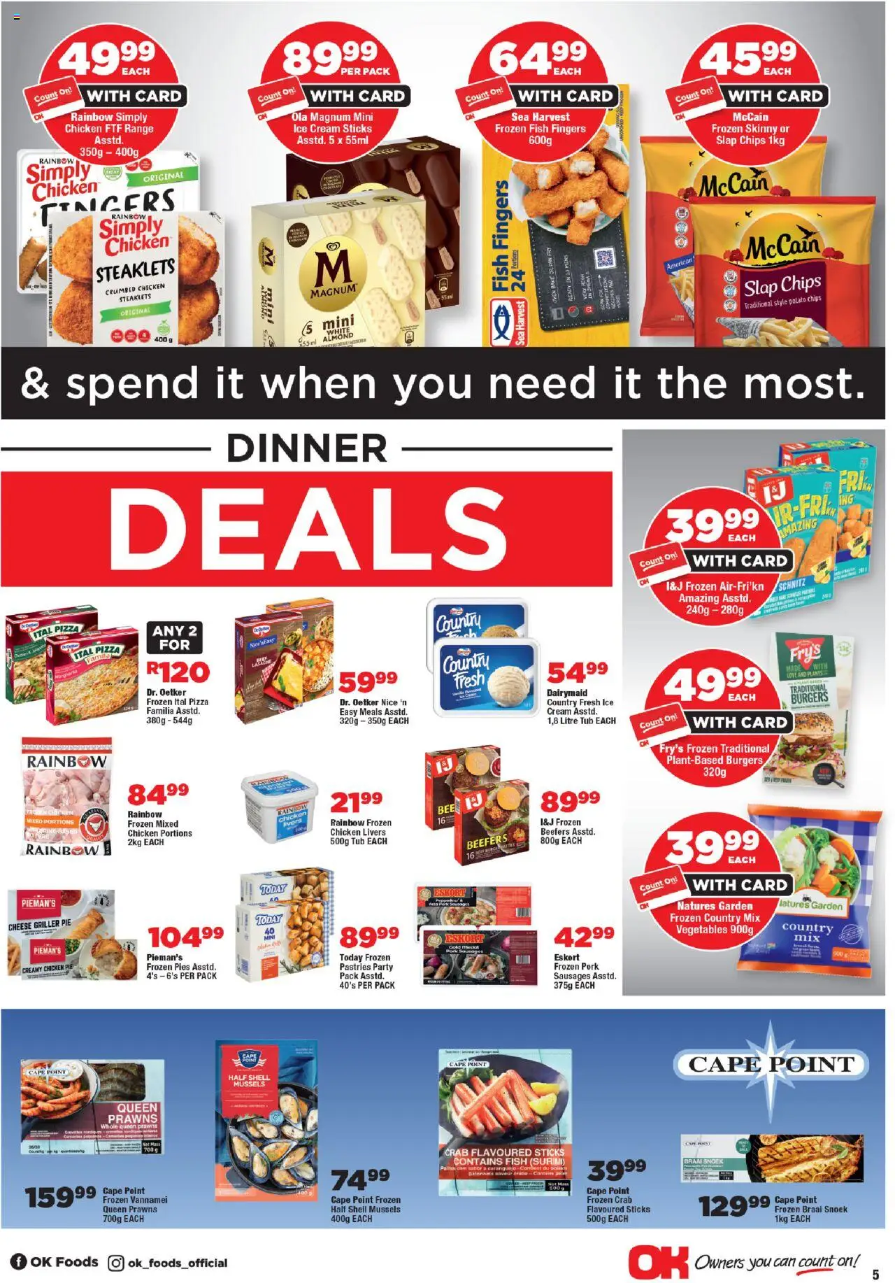 New OK Foods catalogue – valid from 24.09.2025 | Page: 5 | Products: Chips, Ice cream, Fry's, Griller