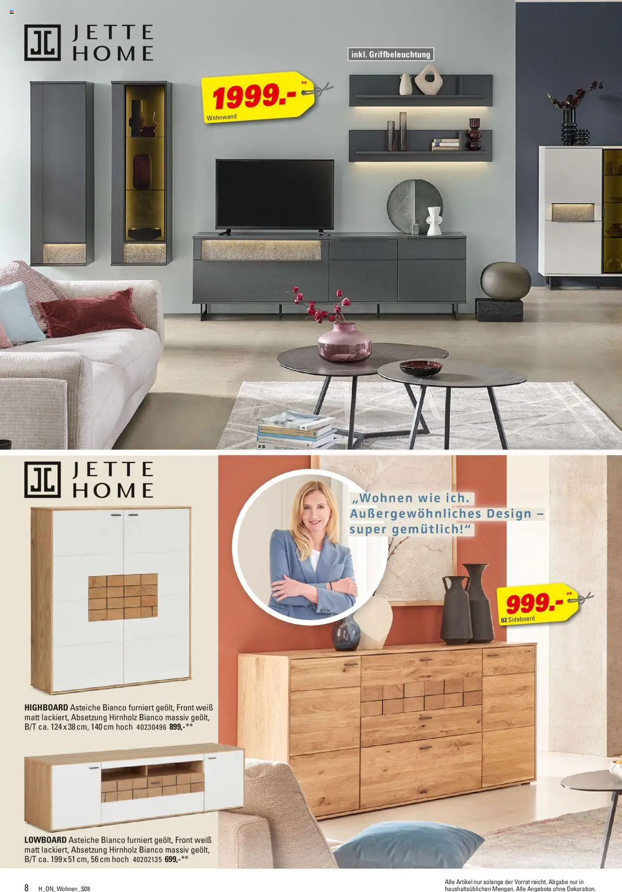 Höffner - Wohnen Spezial - gültig ab dem 13.08.2025 | Seite: 8 | Produkte: Sideboard, Wohnwand, Lowboard, HIghboard