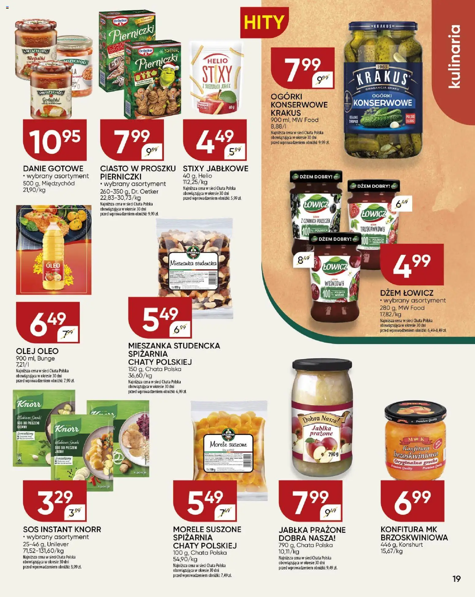 Chata Polska - Gazetka od 06.11.2025 | Strona: 19 | Produkty: Ciasto, Klopsiki, Dżem, Jabłka prażone