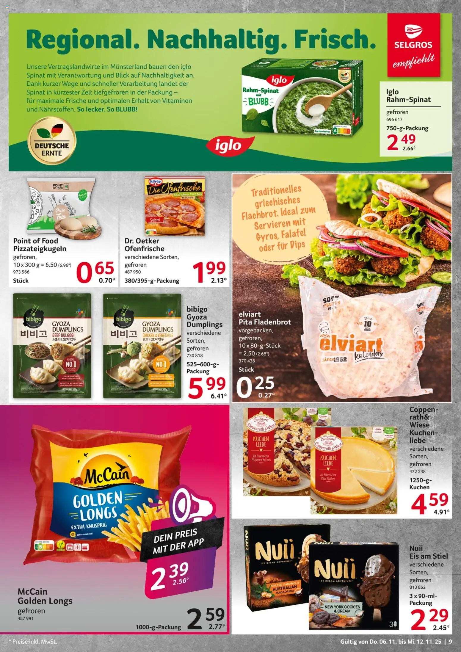 Selgros Prospekt 	 – gültig ab 06.11.2025 | Seite: 9 | Produkte: Iglo, Salami, Kuchen, Eis