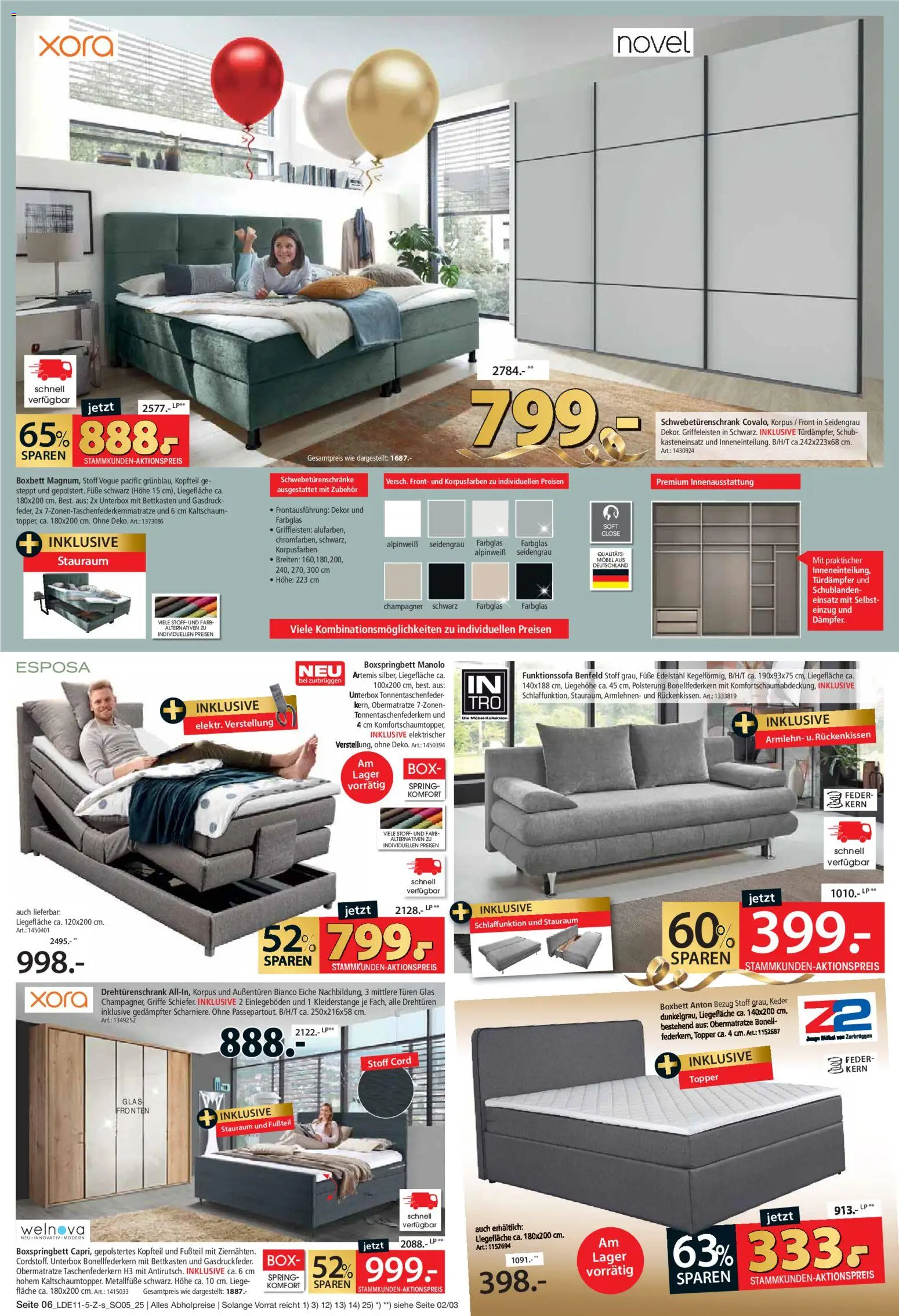 Zurbrüggen - Jubel-Finale – gültig ab 29.11.2025 | Seite: 6 | Produkte: Drehtürenschrank, Boxspringbett, Liege, Topper