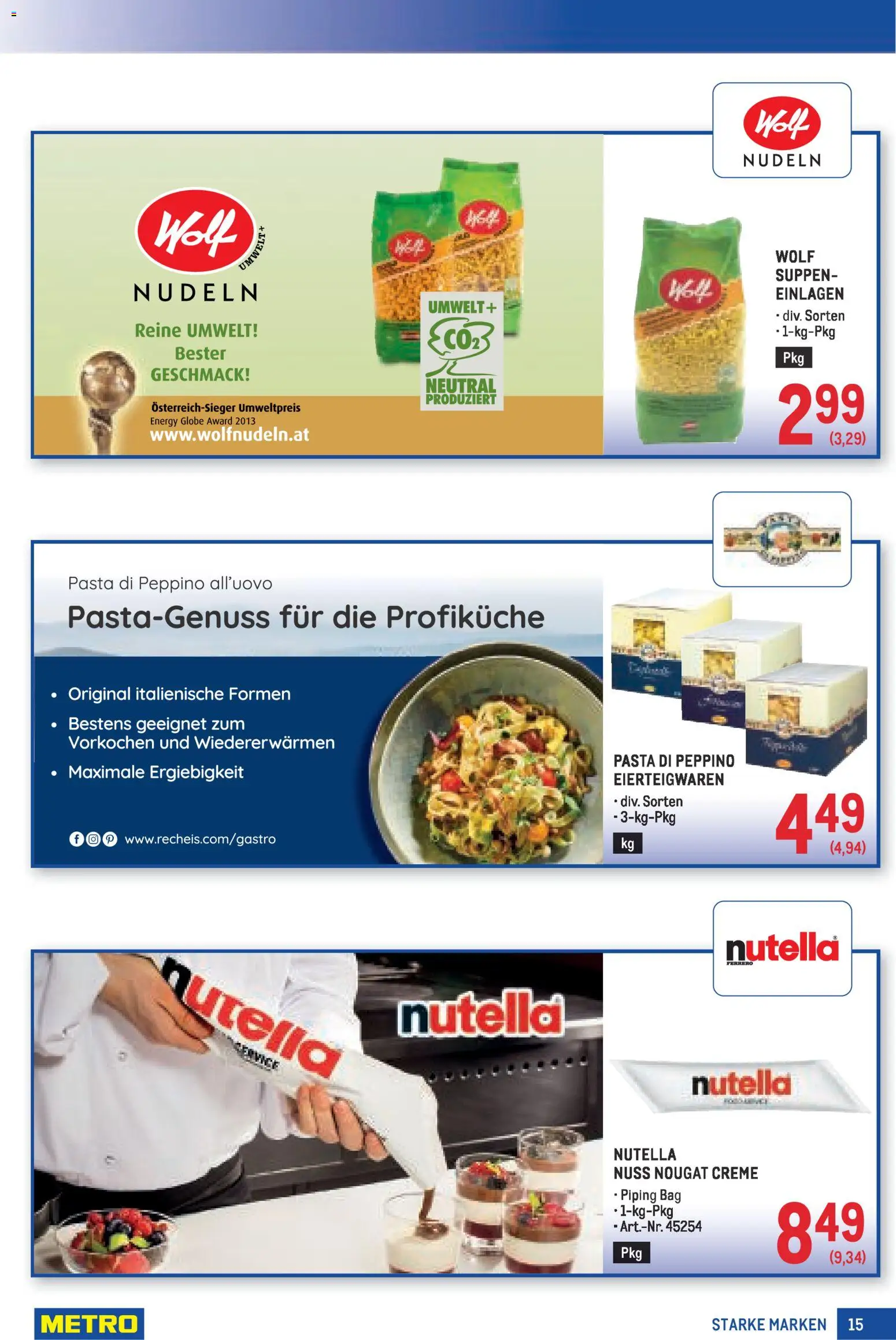 Metro Starke Marken gültig ab 19.02.2026 | Seite: 15 | Produkte: Pasta, Creme, Nudeln