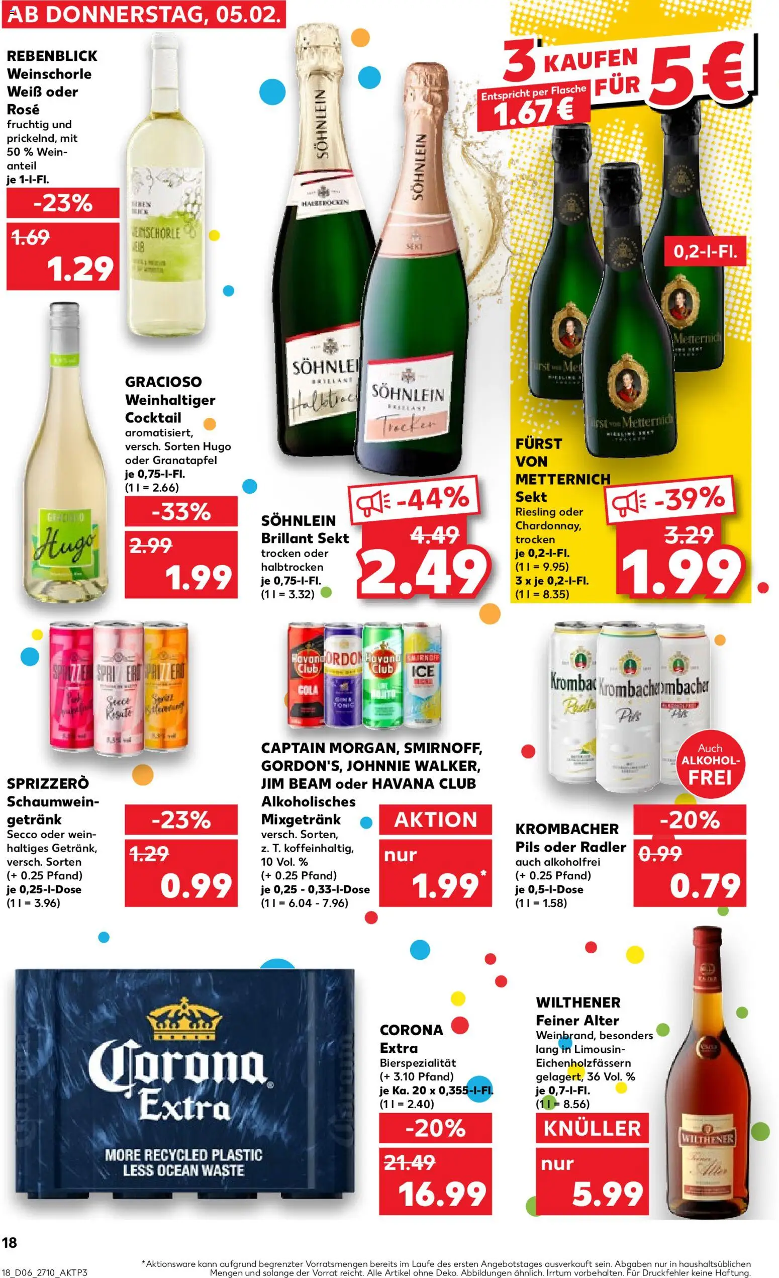 Kaufland prospekt Zeitz	 – gültig ab 05.02.2026 | Seite: 18 | Produkte: Furst von metternich, Sekt, Radler, Hugo