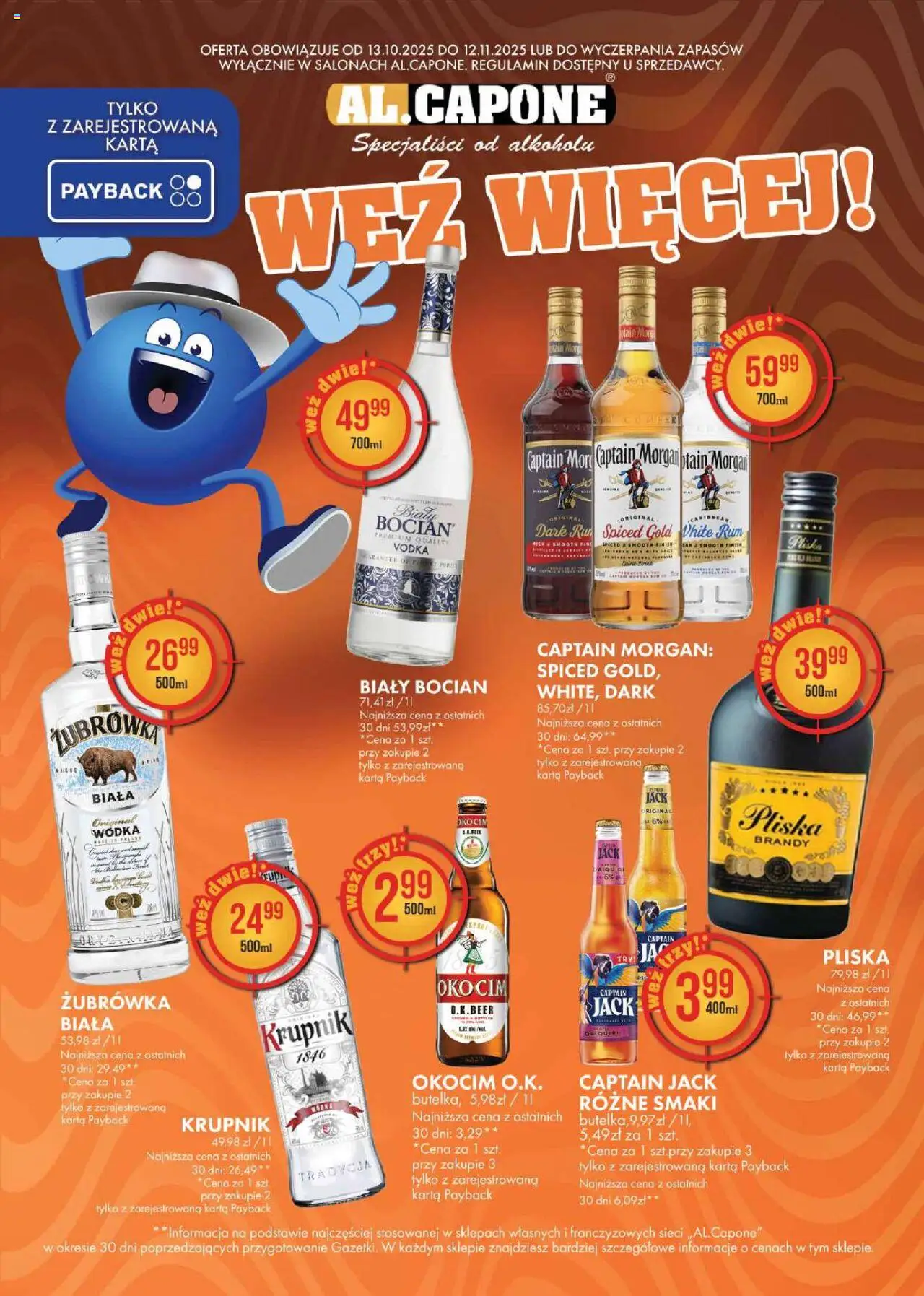 Al.Capone Gazetka od 13.10.2025 | Strona: 3 | Produkty: Captain Morgan, Vodka, Rum, Finish