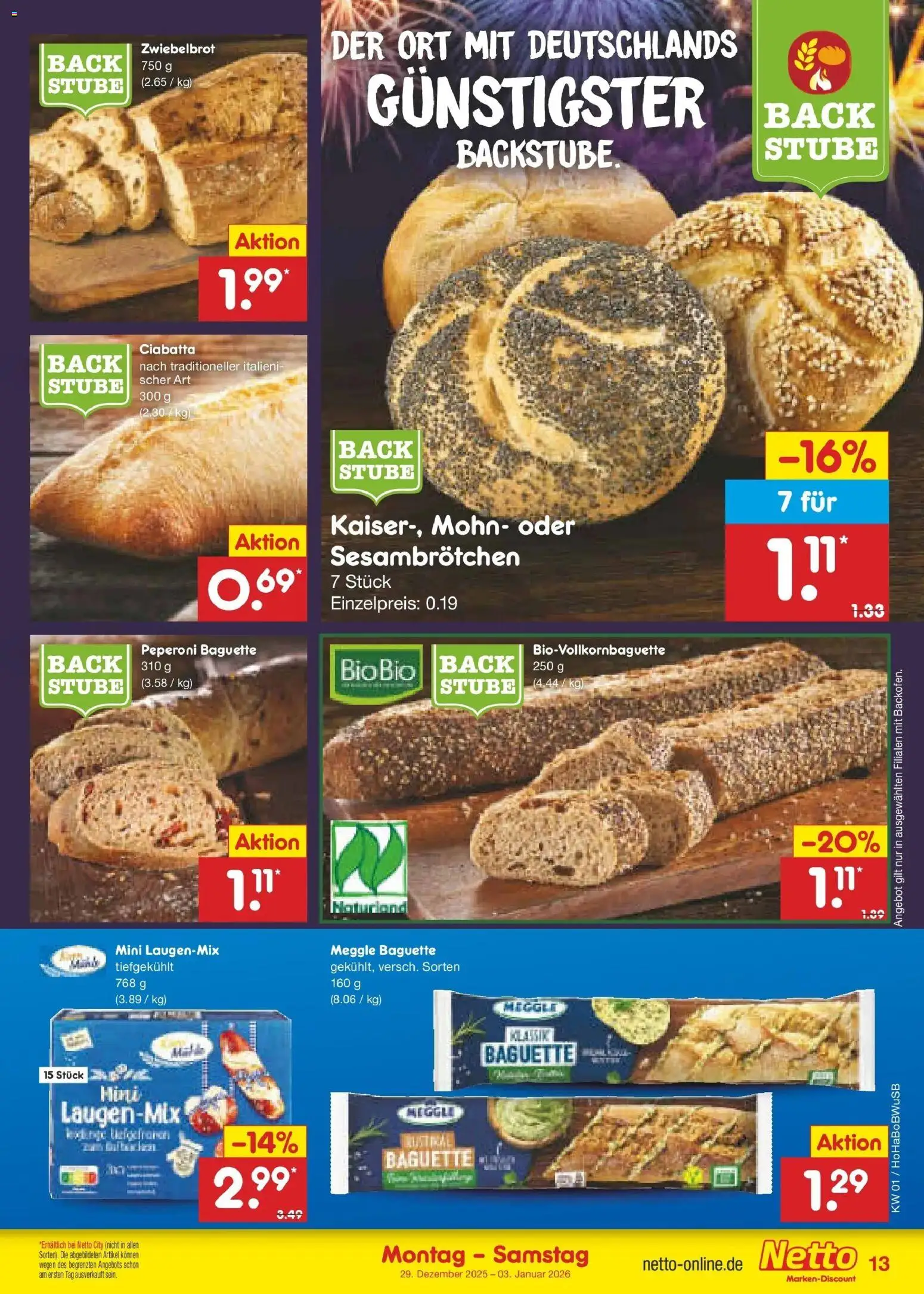 Netto Marken-Discount prospekt Stemwede-Dielingen	 – gültig ab 28.12.2025 | Seite: 13 | Produkte: Baguette