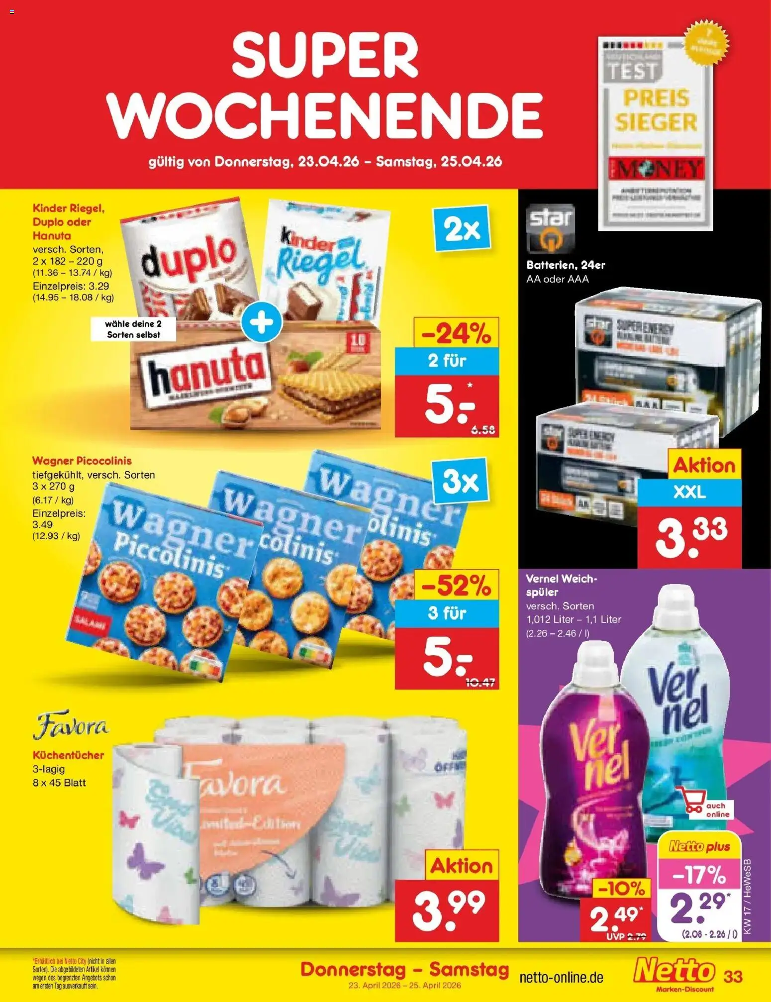Netto Marken-Discount Prospekt Hamburg	 – gültig ab 20.04.2026 | Seite: 45 | Produkte: Piccolinis, Vernel