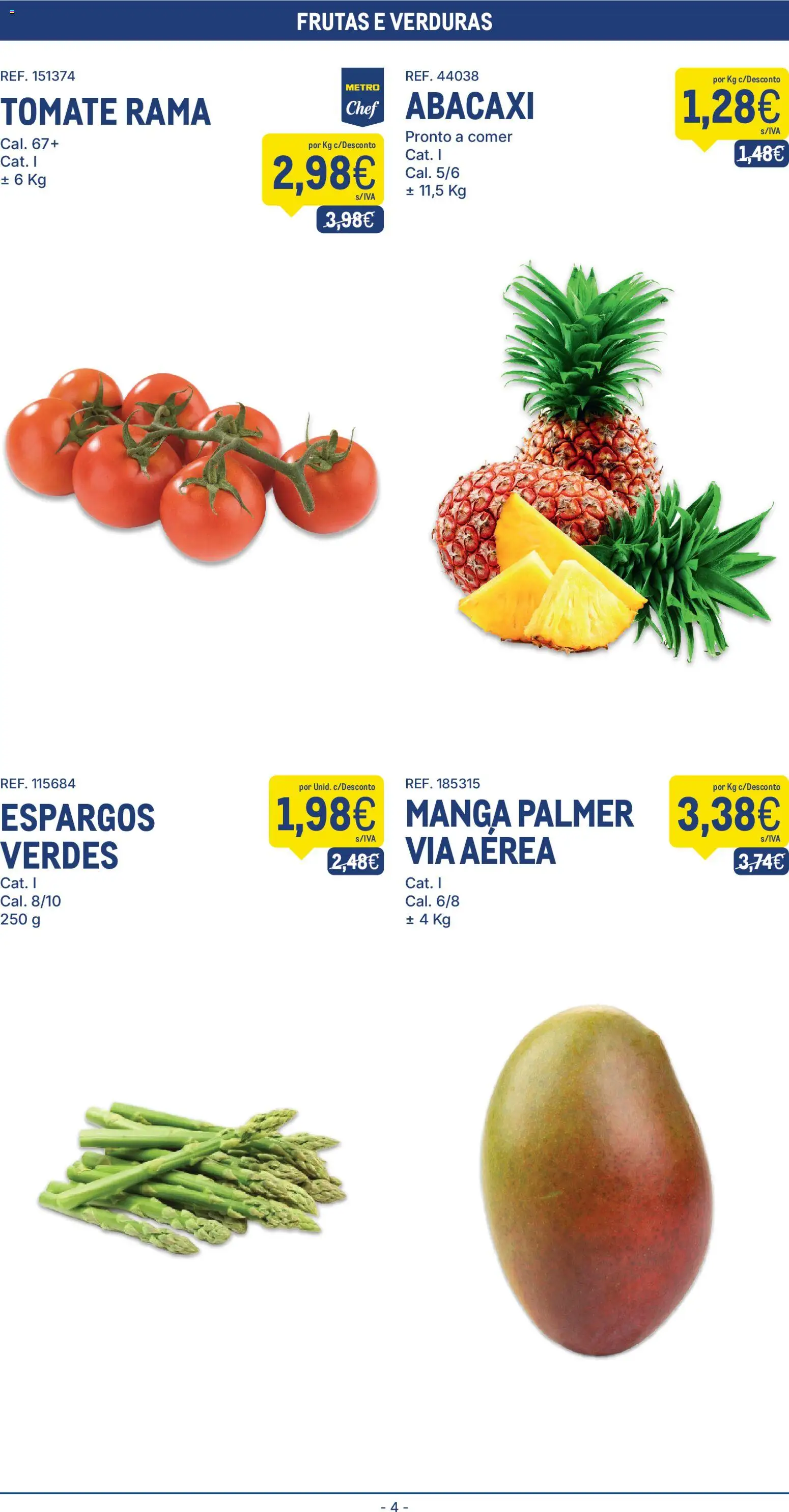 Makro folheto │ válido de 14.04.2026 | Página: 4 | Produtos: Espargos, Tomate, Abacaxi