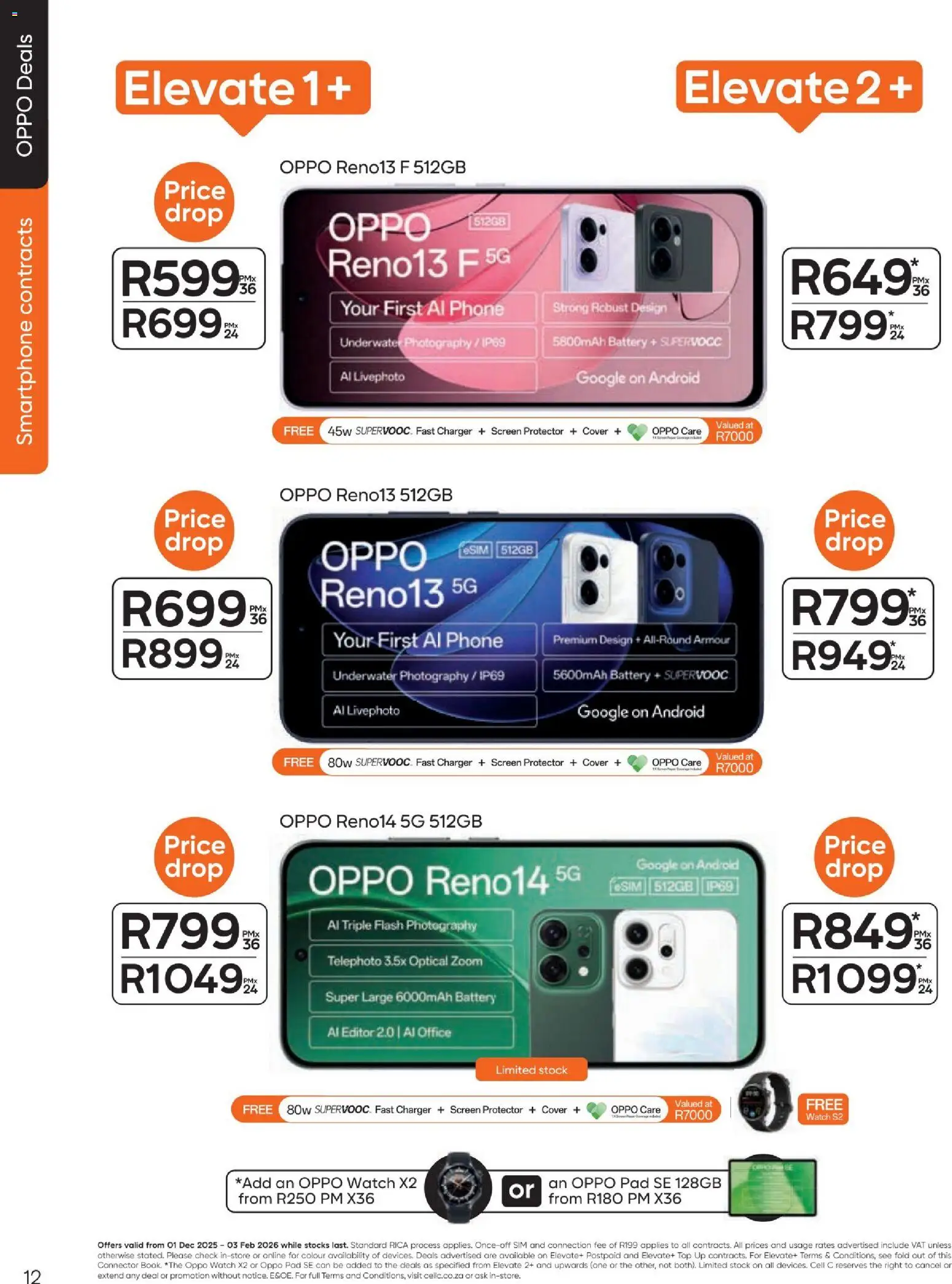 New Cell C catalogue – valid from 01.12.2025 | Page: 14 | Products: Sim, Connector, Charger, Stock