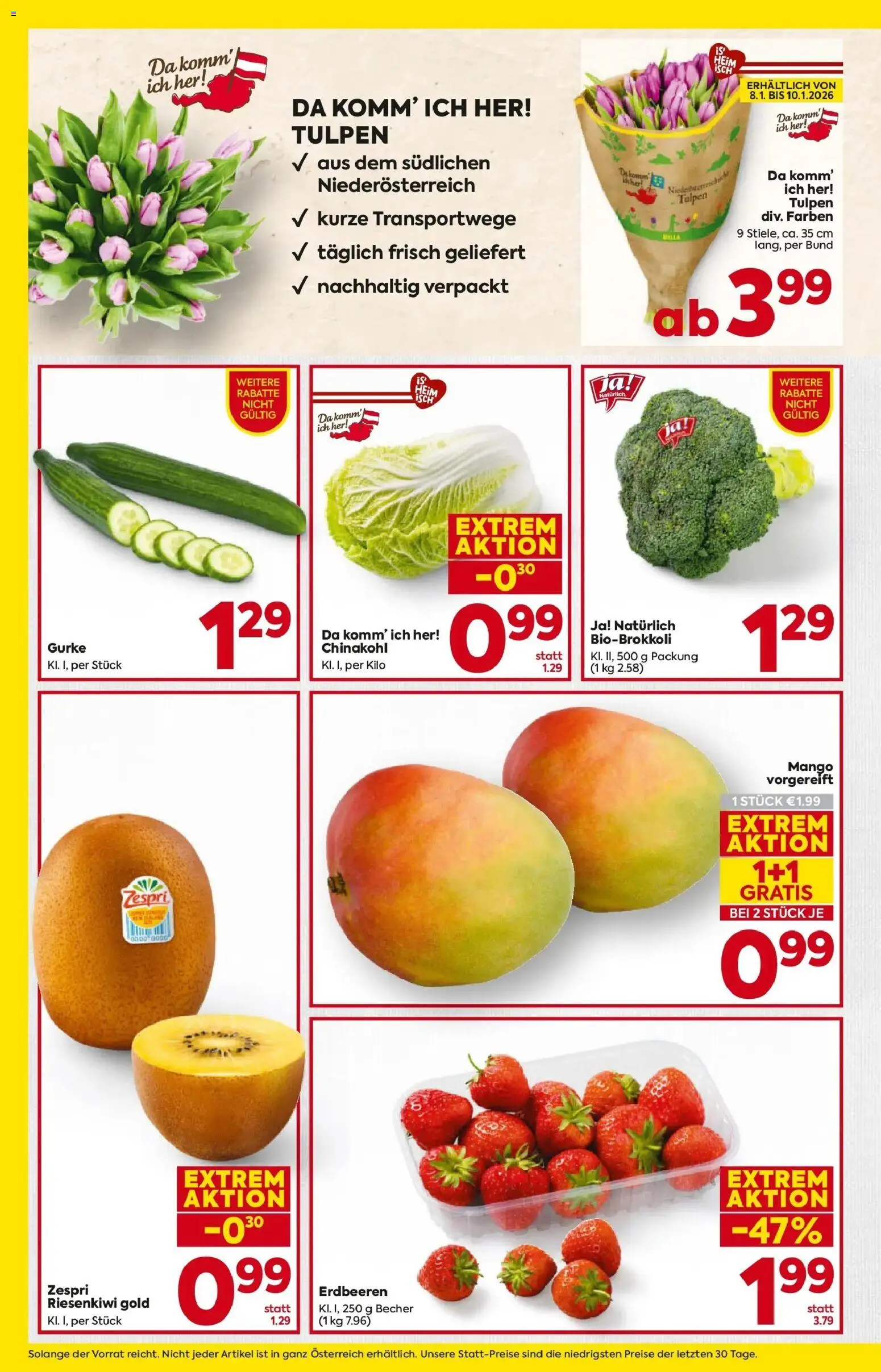 Billa Flugblatt - Kitzbuehel, Zell Am Ziller, Brixlegg gültig ab 08.01.2026 | Seite: 8 | Produkte: Erdbeeren, Mango, Chinakohl